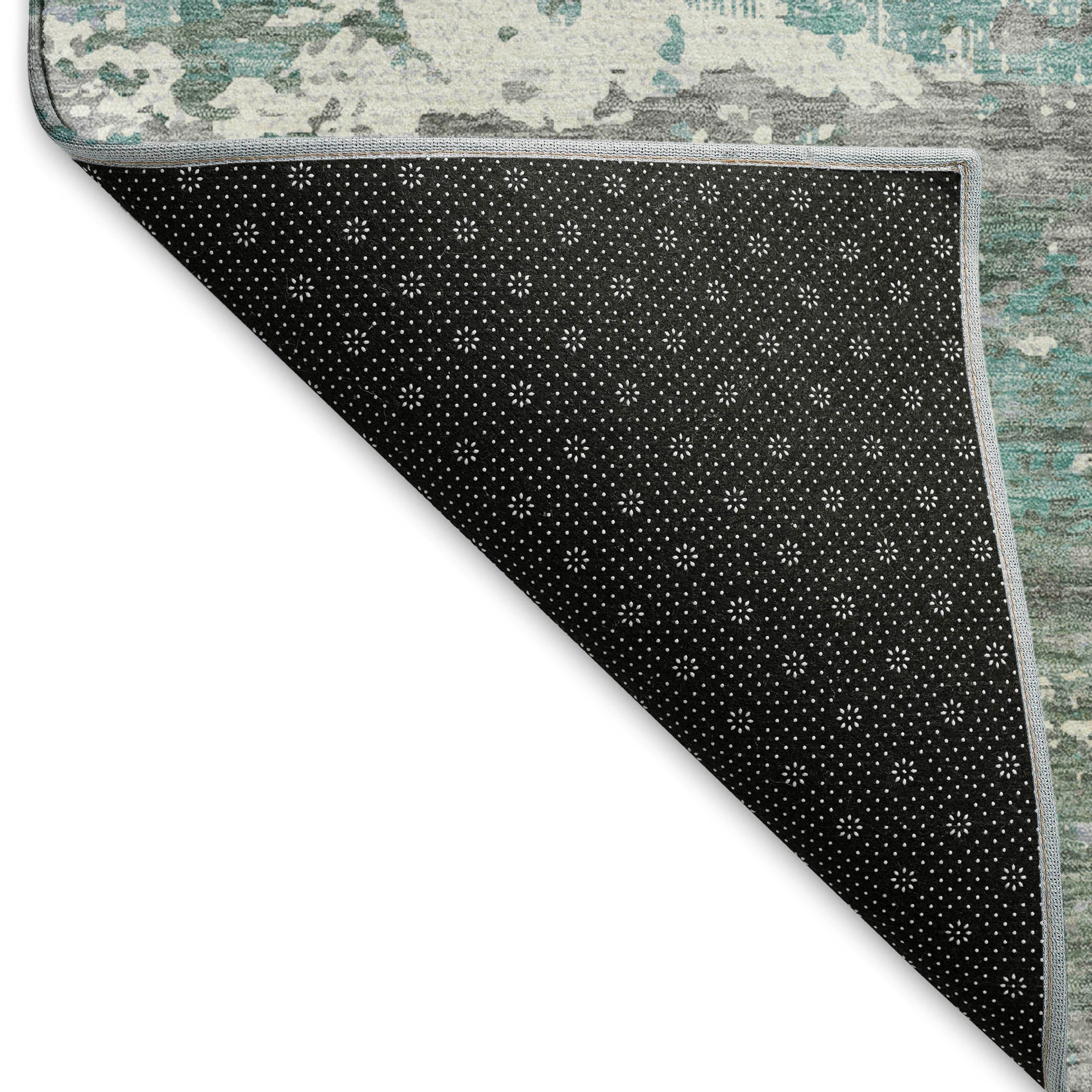 Rome Machine Washable Transitional Seafoam Blue Rug 1'8" x 2'6" #shape_Rectangle