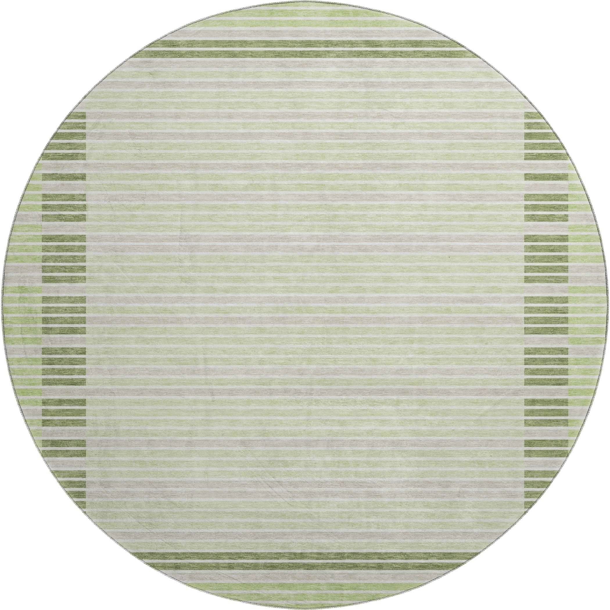 Kyoto Machine Washable Transitional Aloe Green Rug 8' x 8' #shape_Round