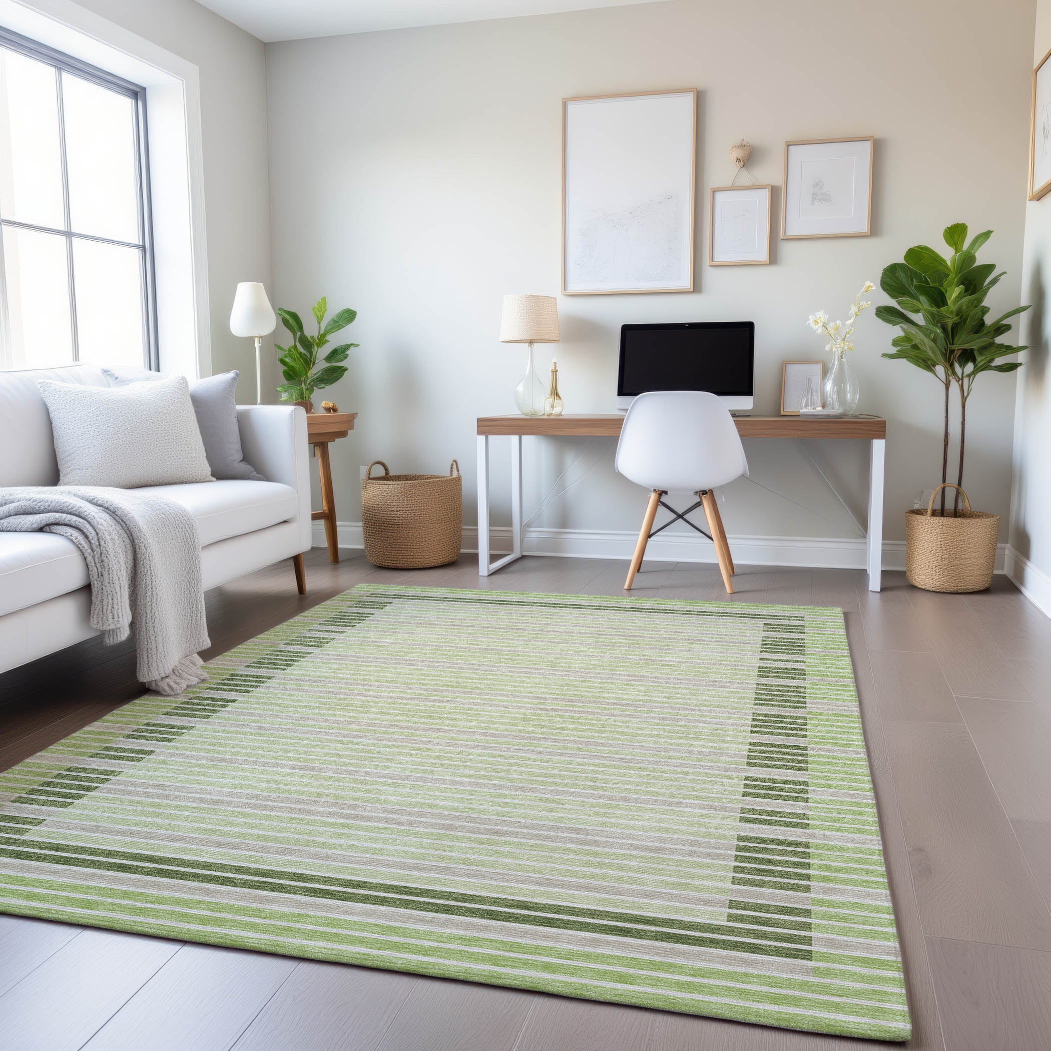Kyoto Machine Washable Transitional Aloe Green Rug 2'6" x 3'10" #shape_Rectangle