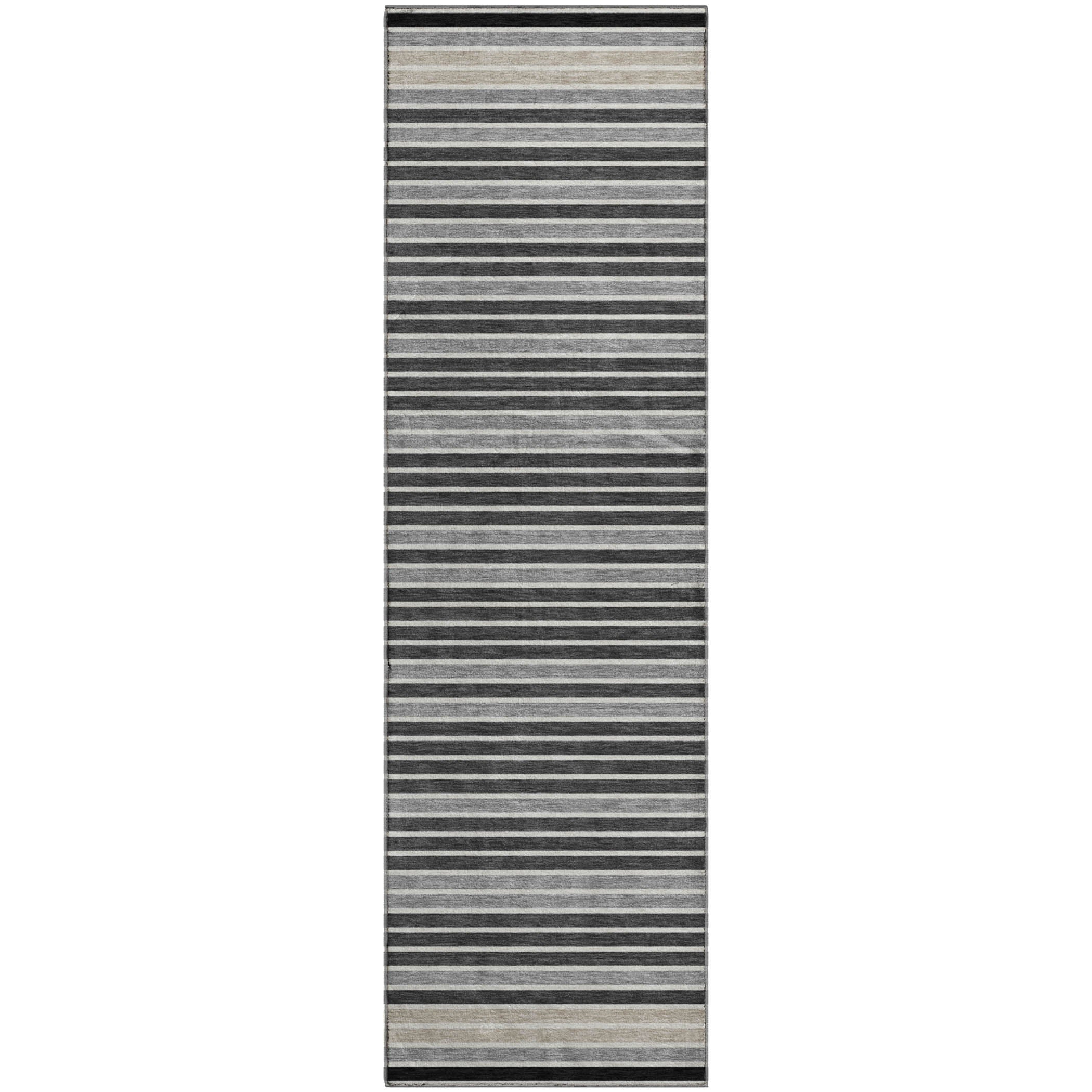 Kyoto Machine Washable Transitional Black Rug 2'3" x 7'6" #shape_Runner