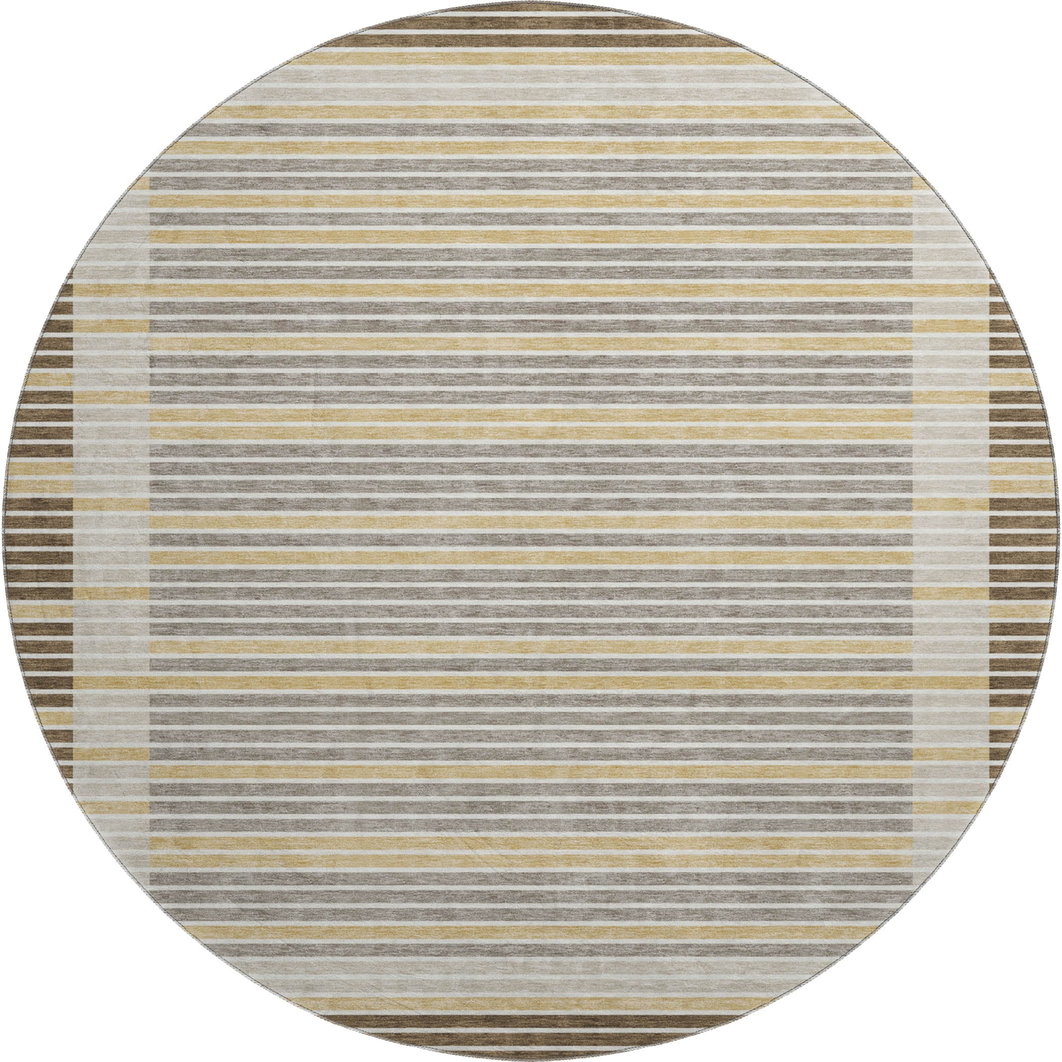 Kyoto Machine Washable Transitional Brown Rug 8' x 8' #shape_Round