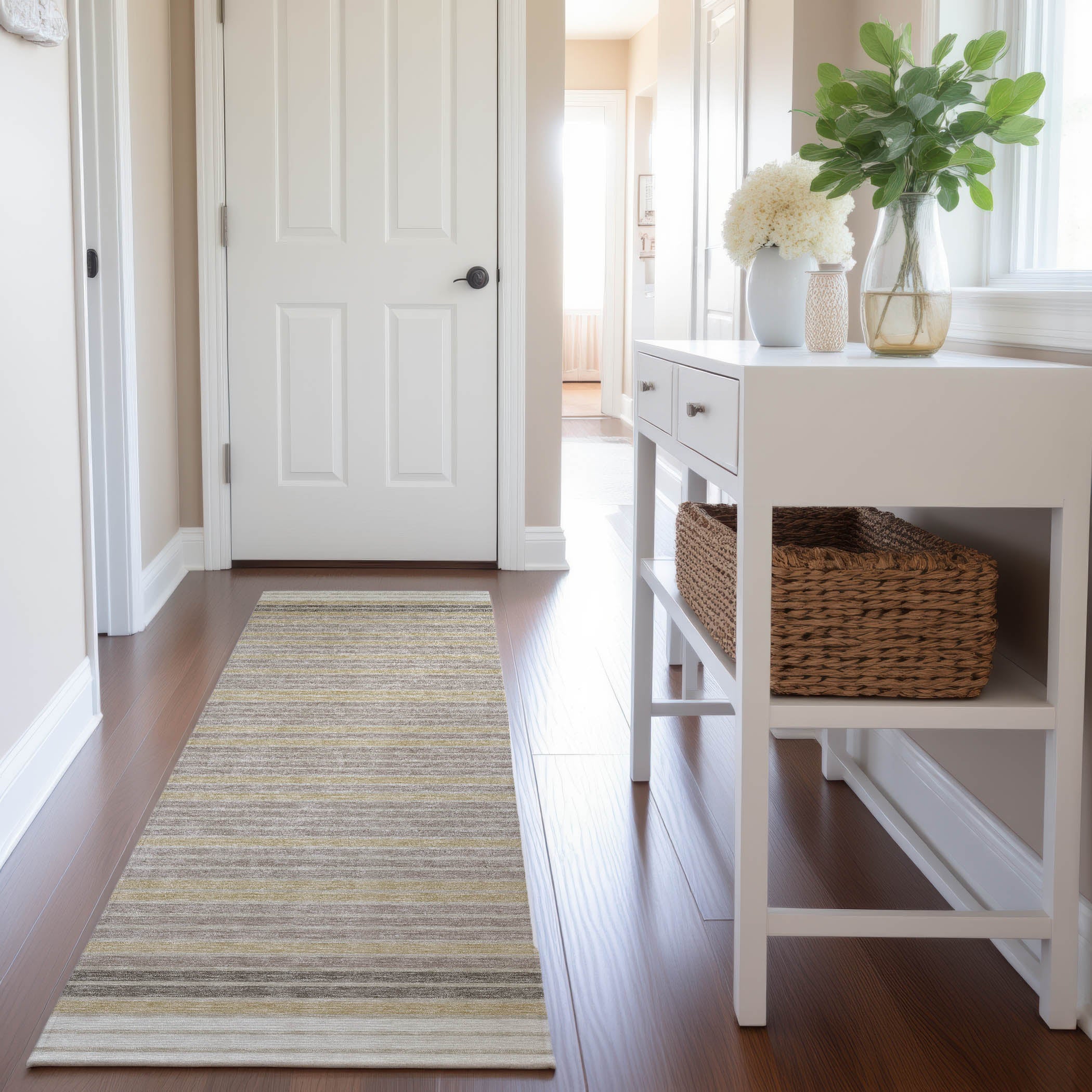 Kyoto Machine Washable Transitional Ivory Rug 2'3" x 7'6" #shape_Runner