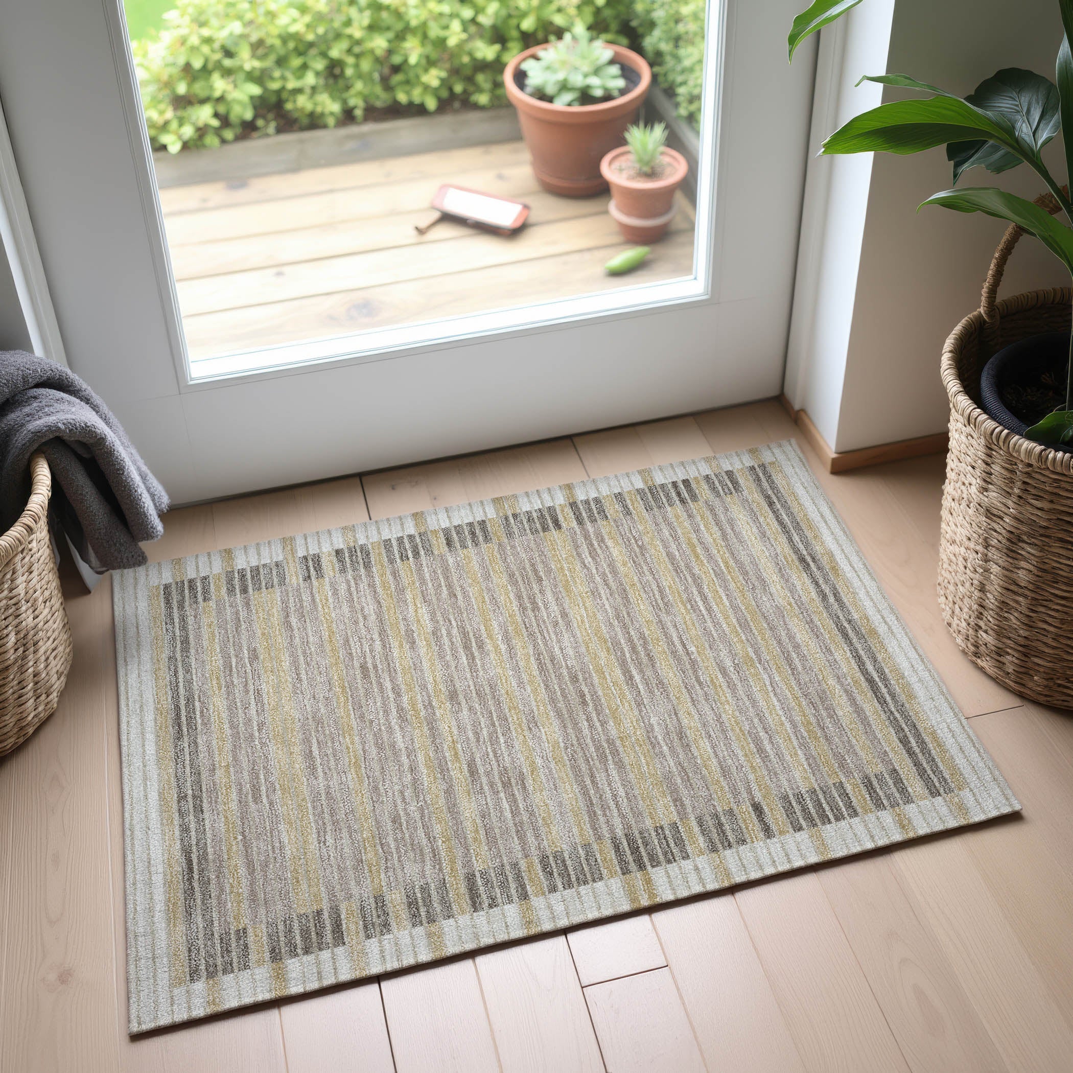 Kyoto Machine Washable Transitional Ivory Rug 1'8" x 2'6" #shape_Rectangle