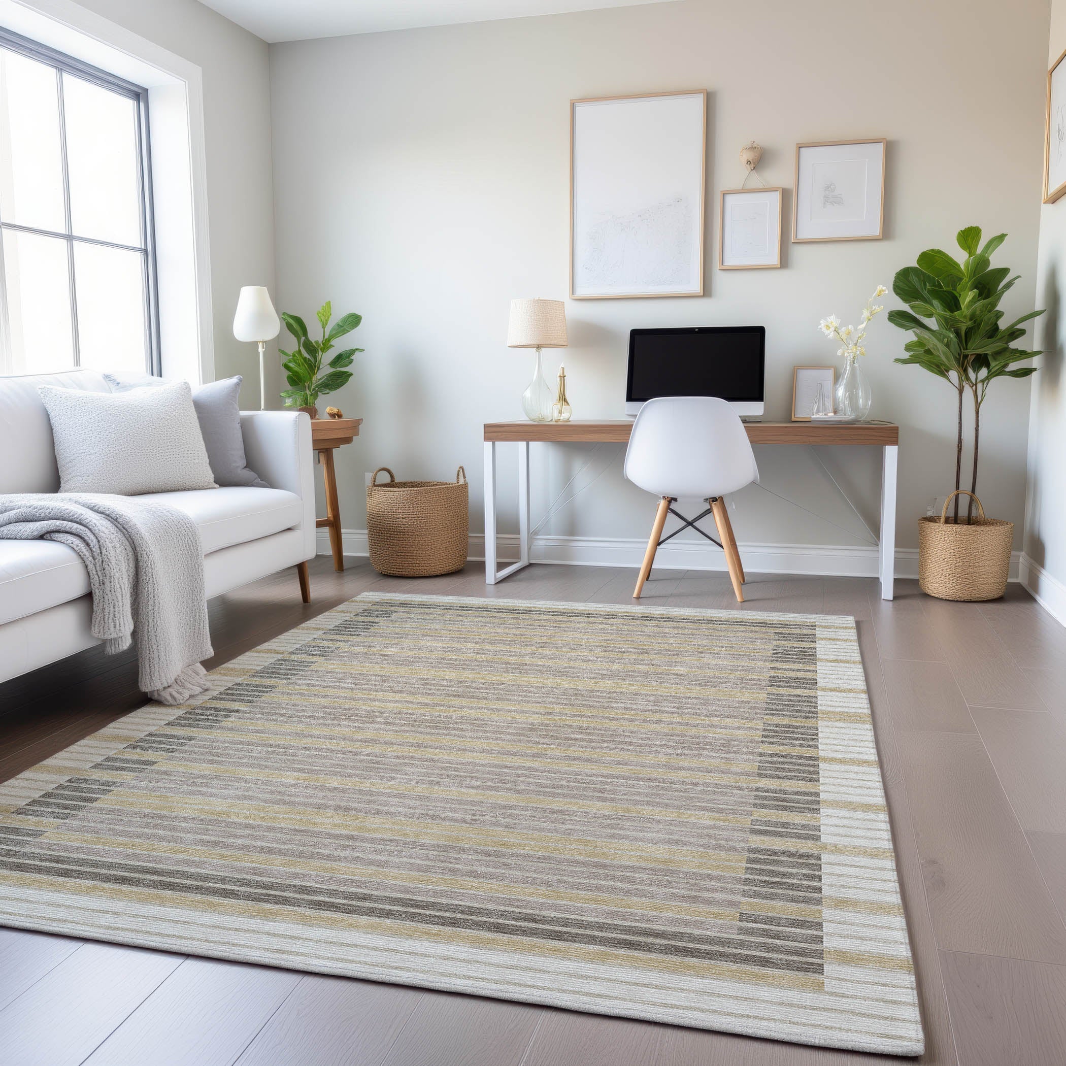 Kyoto Machine Washable Transitional Ivory Rug 2'6" x 3'10" #shape_Rectangle