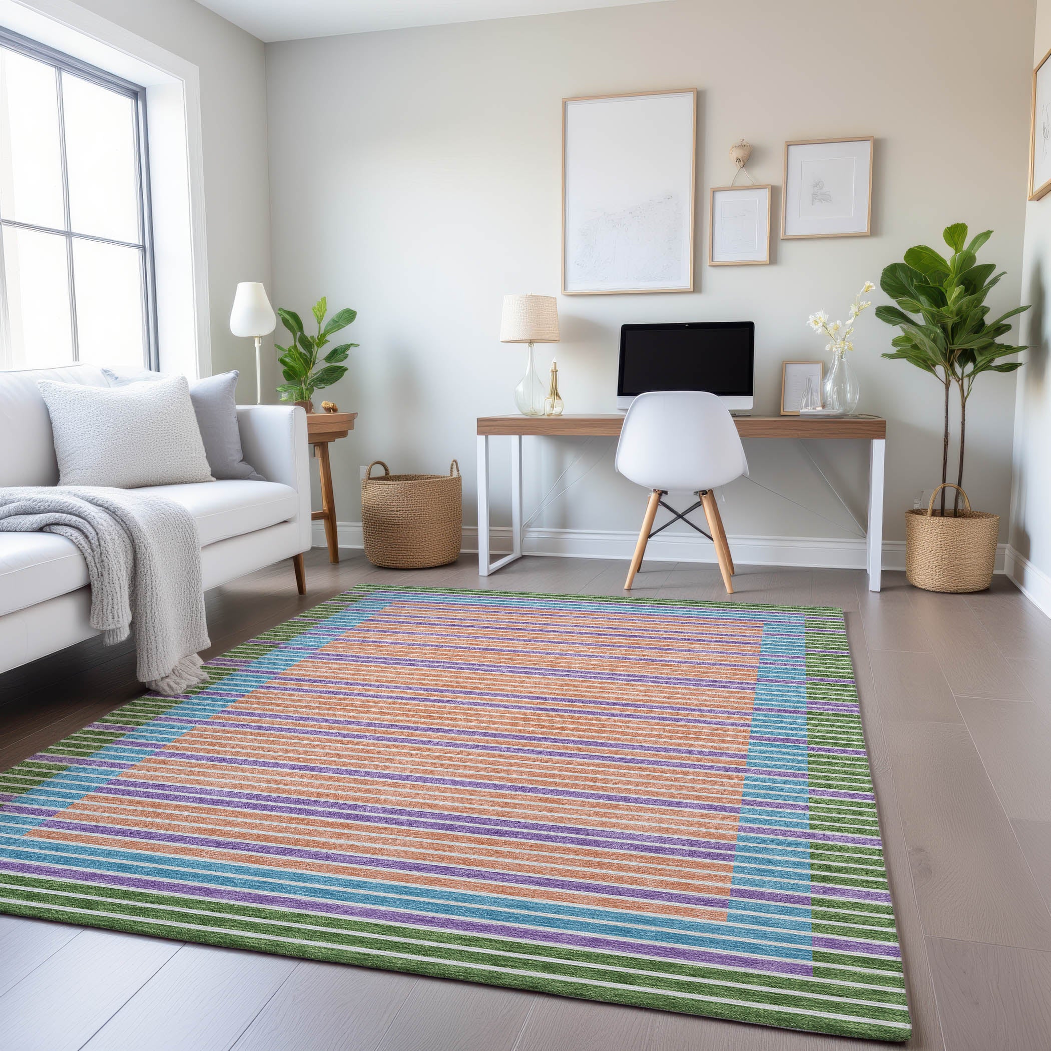 Kyoto Machine Washable Transitional Lime Green Rug 2'6" x 3'10" #shape_Rectangle