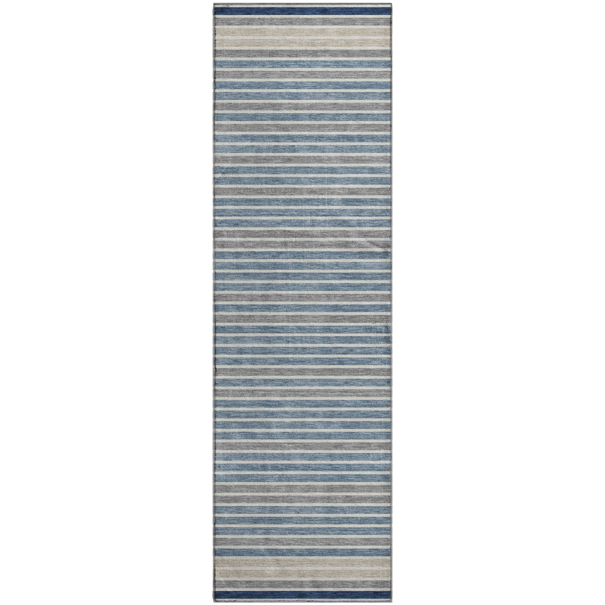 Kyoto Machine Washable Transitional Navy Blue Rug 2'3" x 7'6" #shape_Runner