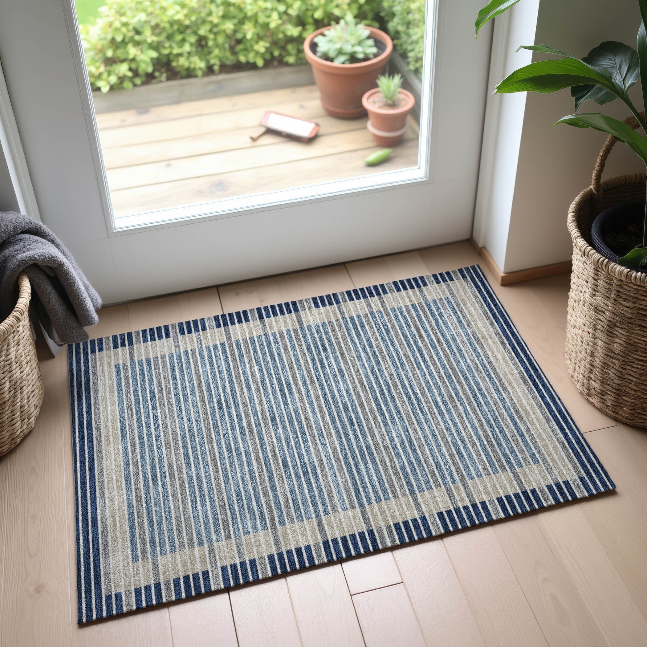 Kyoto Machine Washable Transitional Navy Blue Rug 1'8" x 2'6" #shape_Rectangle