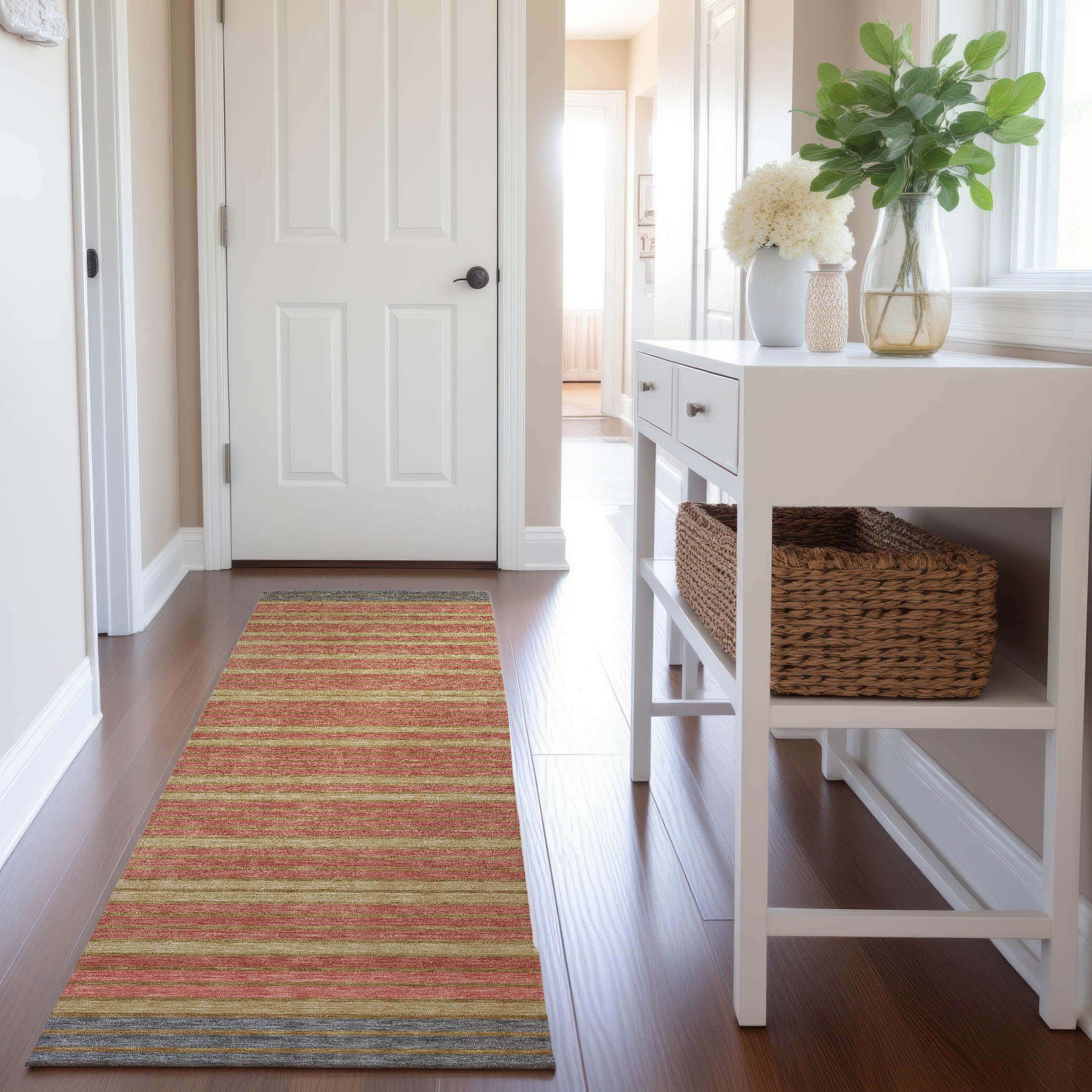 Kyoto Machine Washable Transitional Pewter Gray Rug 2'3" x 7'6" #shape_Runner