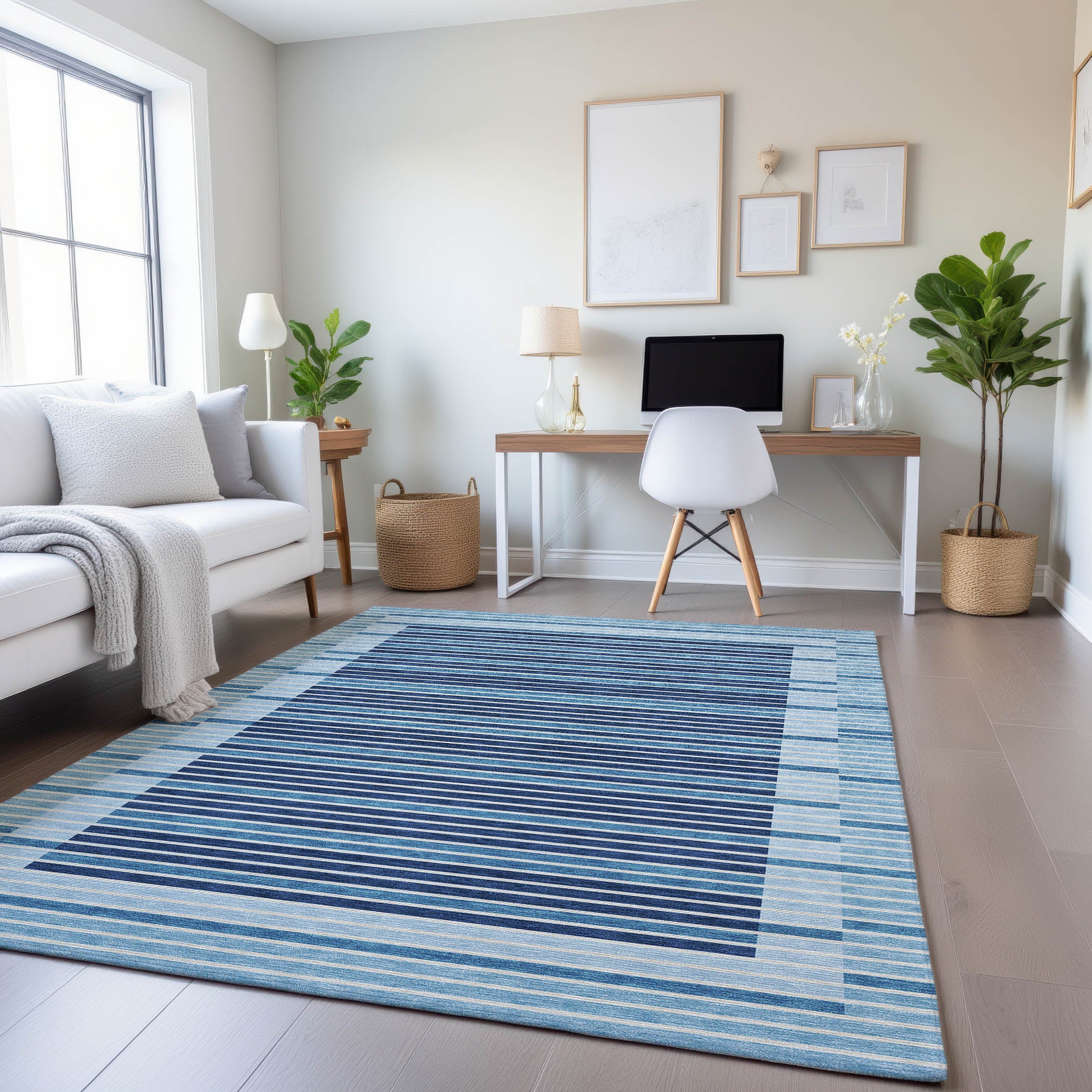 Kyoto Machine Washable Transitional Sky Blue Rug 2'6" x 3'10" #shape_Rectangle