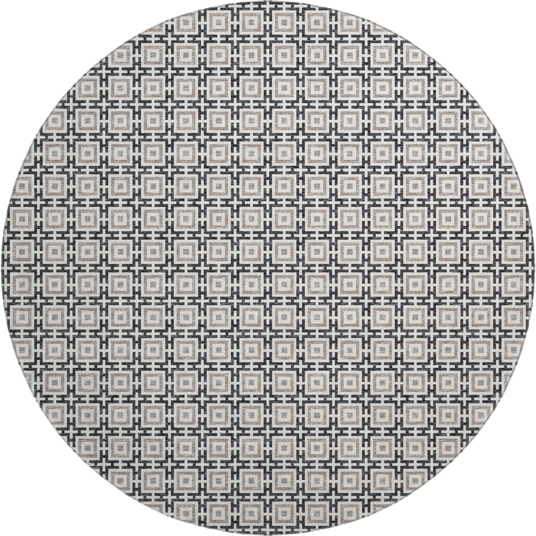 Zanzibar Machine Washable Transitional Black Rug 8' x 8' #shape_Round