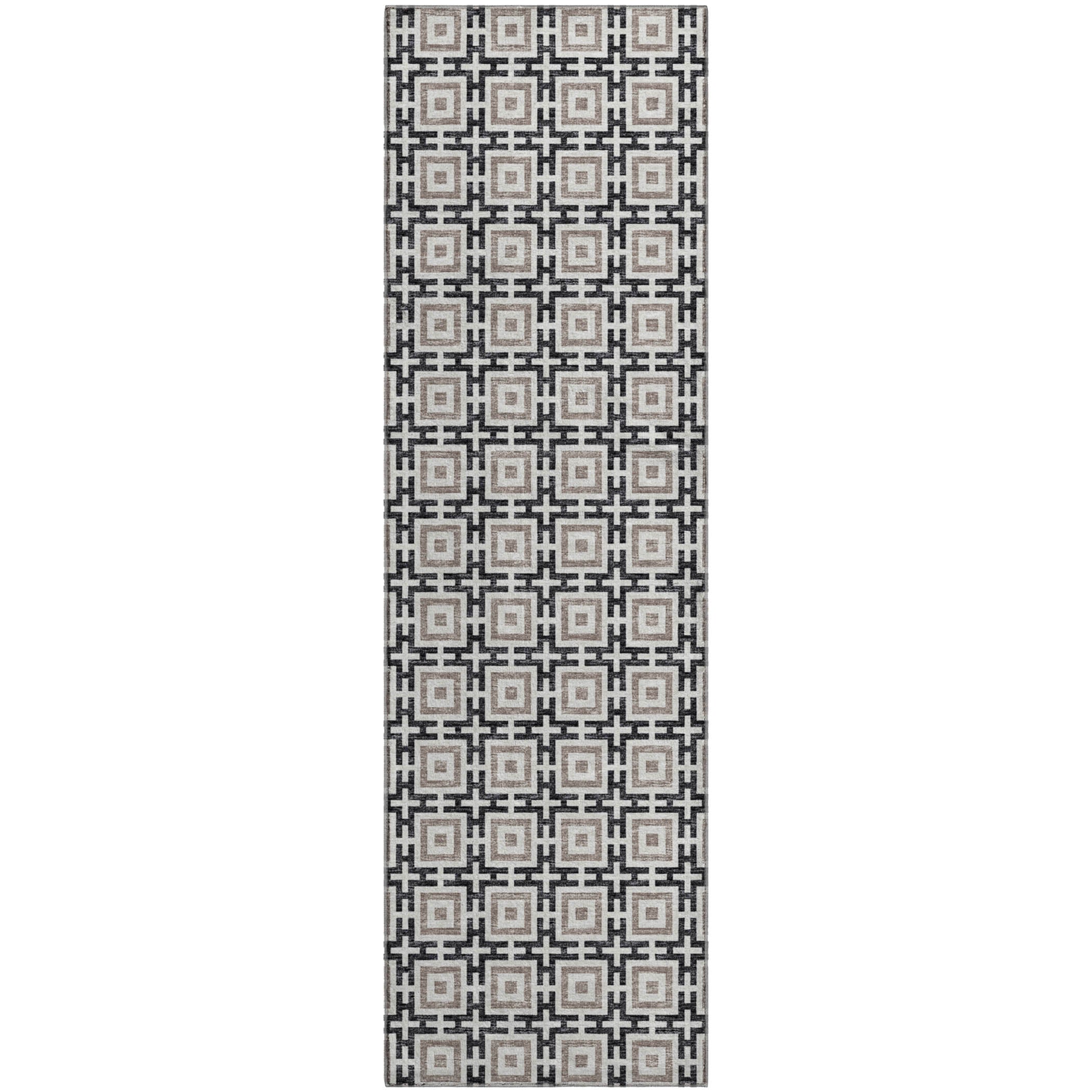 Zanzibar Machine Washable Transitional Black Rug 2'3" x 7'6" #shape_Runner