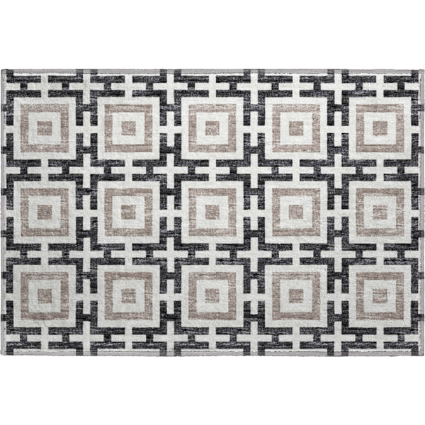 Zanzibar Machine Washable Transitional Black Rug 1'8" x 2'6"