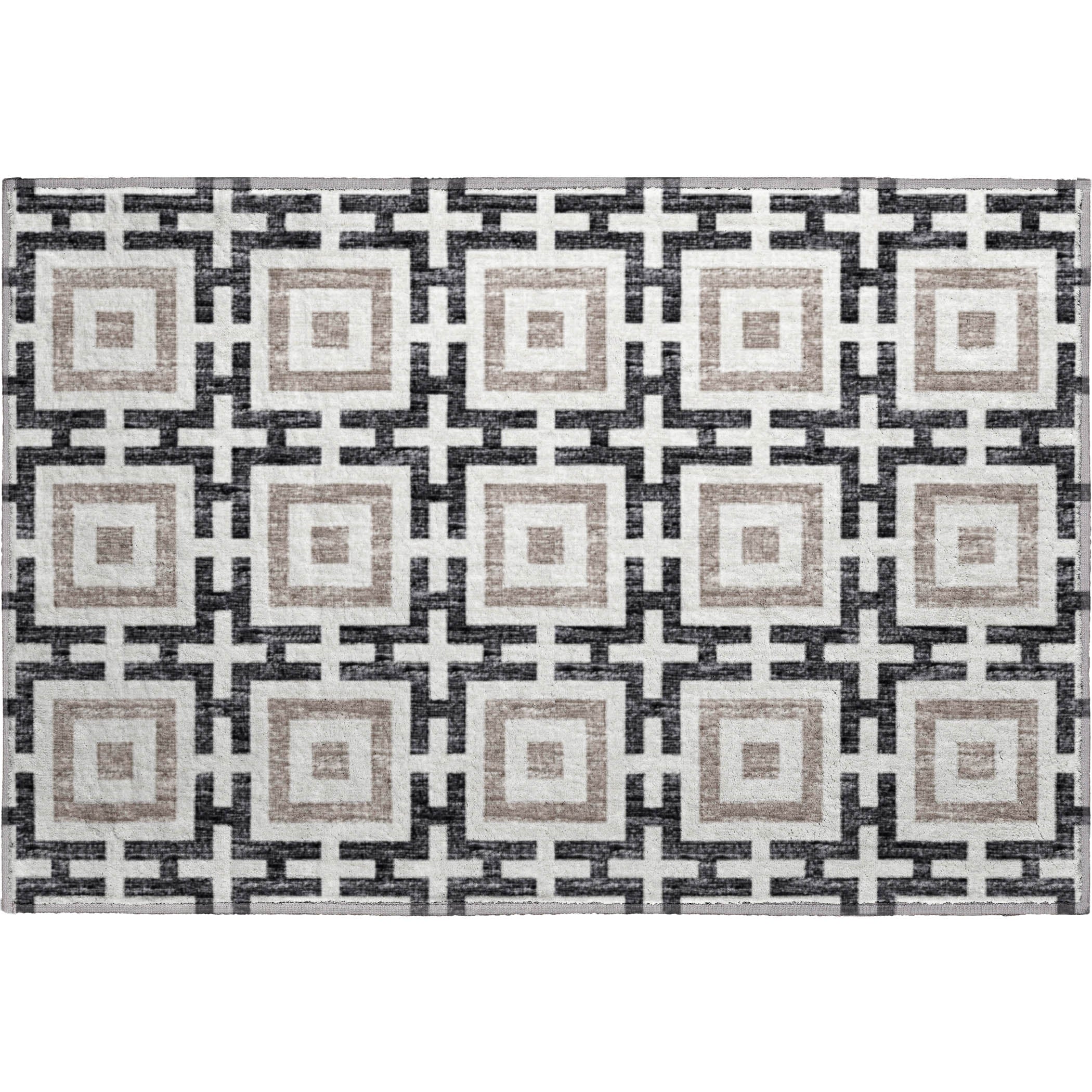 Zanzibar Machine Washable Transitional Black Rug 1'8" x 2'6" #shape_Rectangle