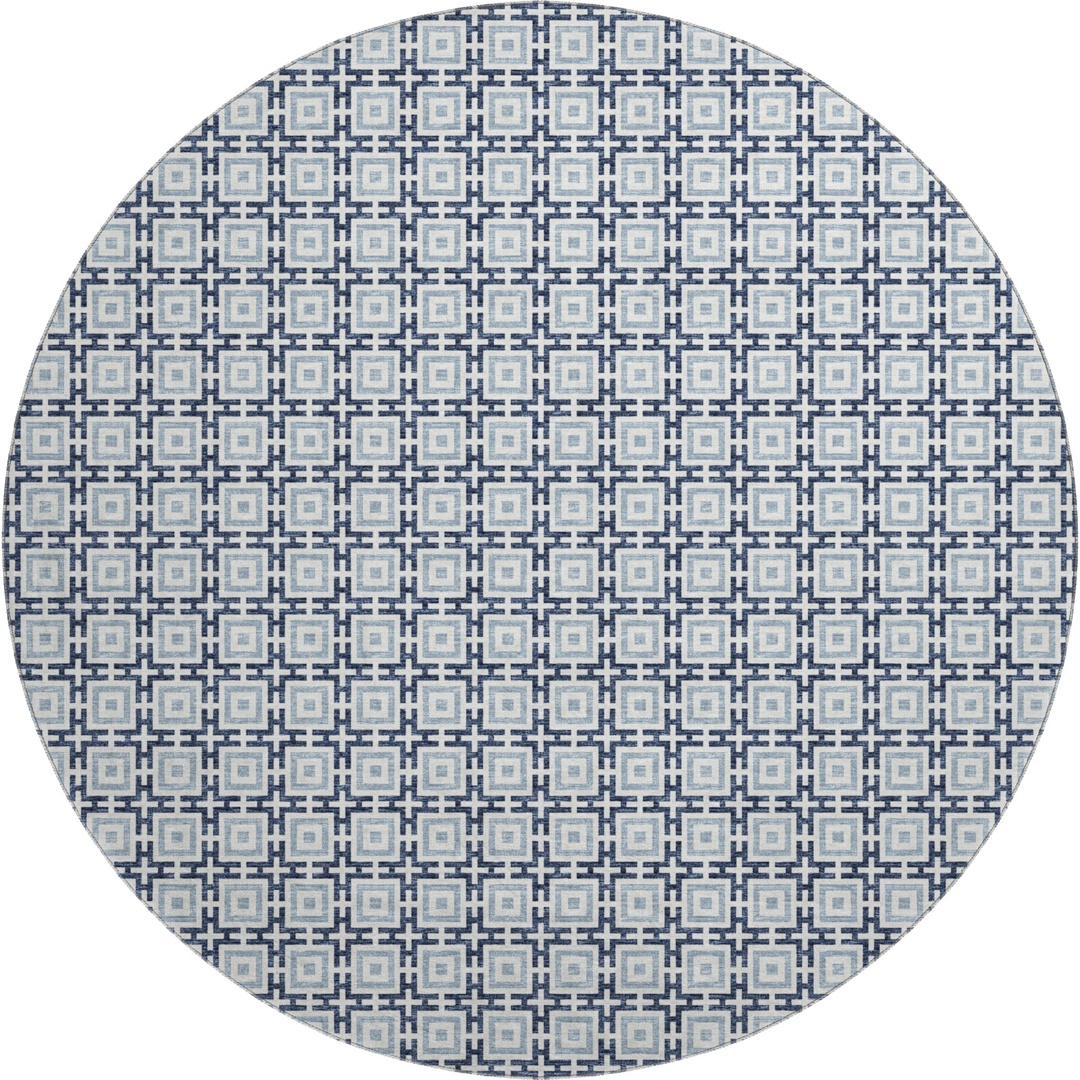 Zanzibar Machine Washable Transitional Navy Blue Rug 8' x 8' #shape_Round