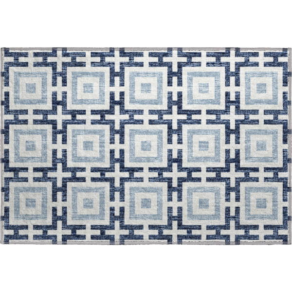 Zanzibar Machine Washable Transitional Navy Blue Rug 1'8" x 2'6"