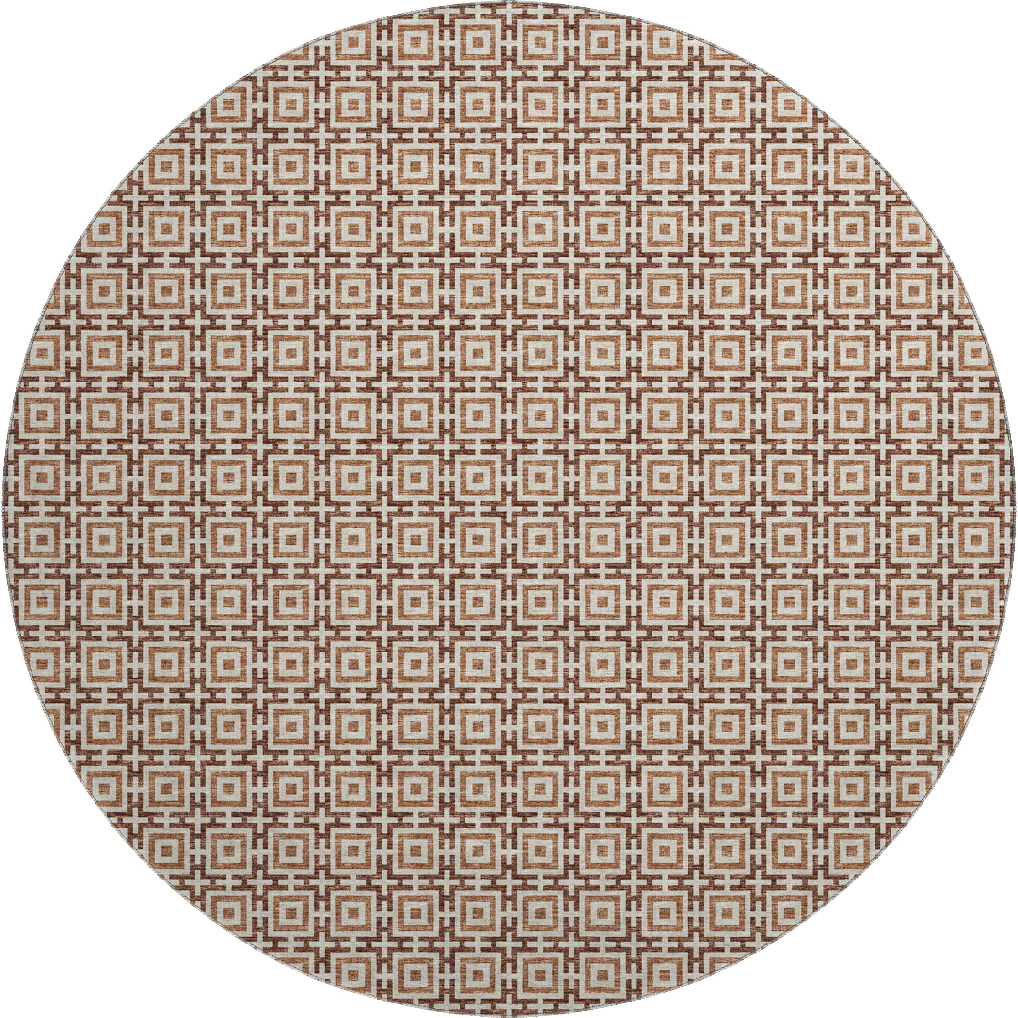 Zanzibar Machine Washable Transitional Paprika Red Rug 8' x 8' #shape_Round