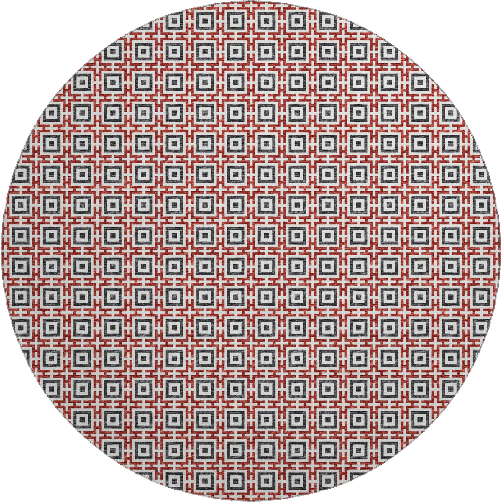 Zanzibar Machine Washable Transitional Red Rug 8' x 8' #shape_Round