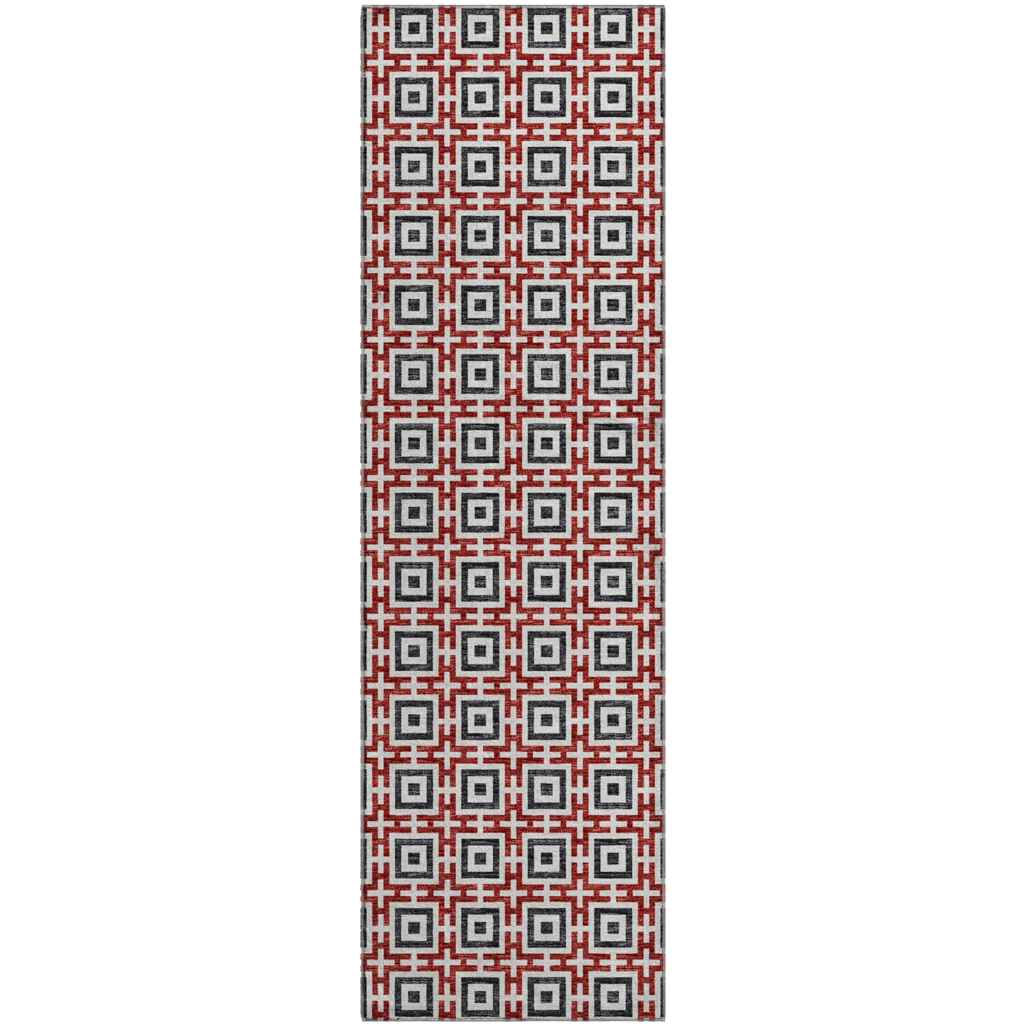 Zanzibar Machine Washable Transitional Red Rug 2'3" x 7'6" #shape_Runner