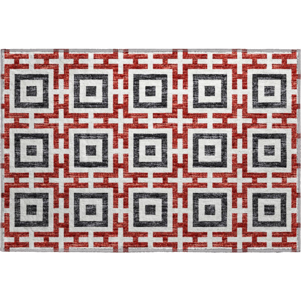 Zanzibar Machine Washable Transitional Red Rug 1'8" x 2'6"