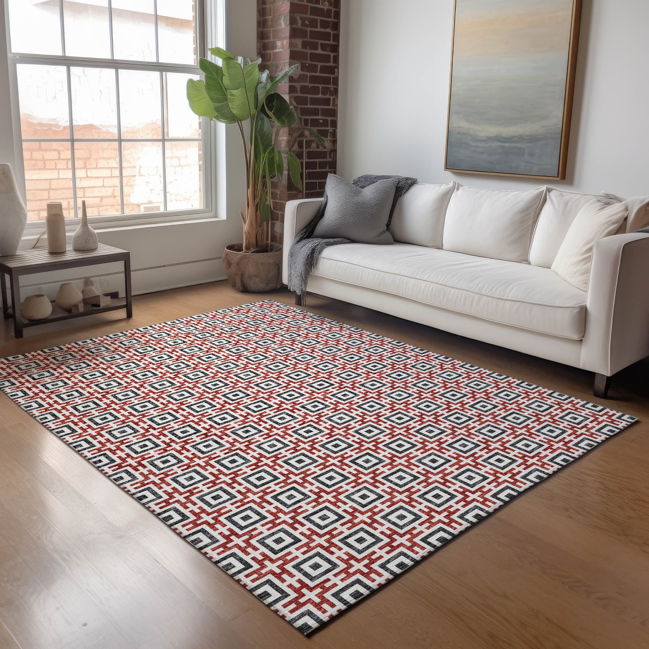 Zanzibar Machine Washable Transitional Red Rug 2'6" x 3'10" #shape_Rectangle