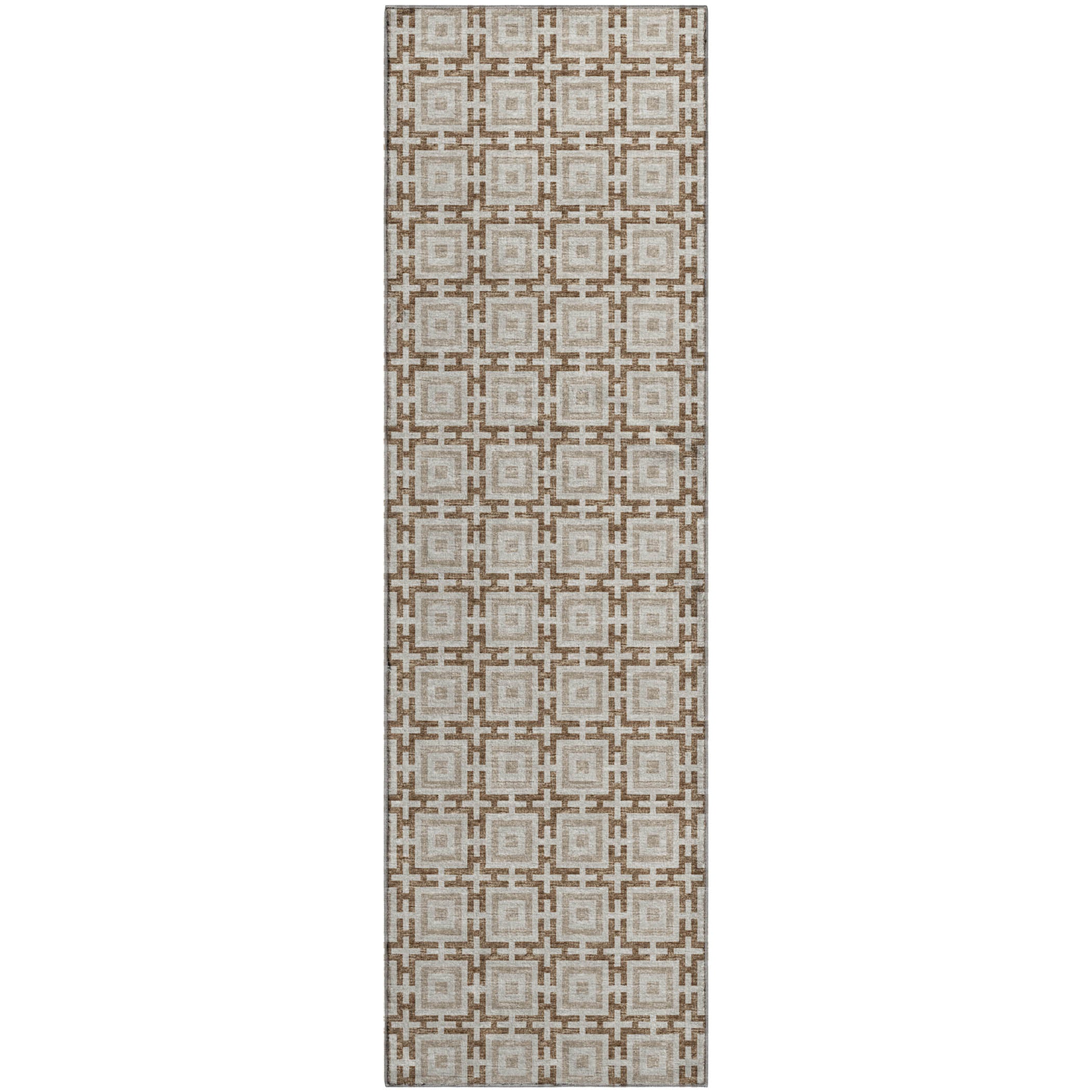 Zanzibar Machine Washable Transitional Taupe Brown Rug 2'3" x 7'6" #shape_Runner