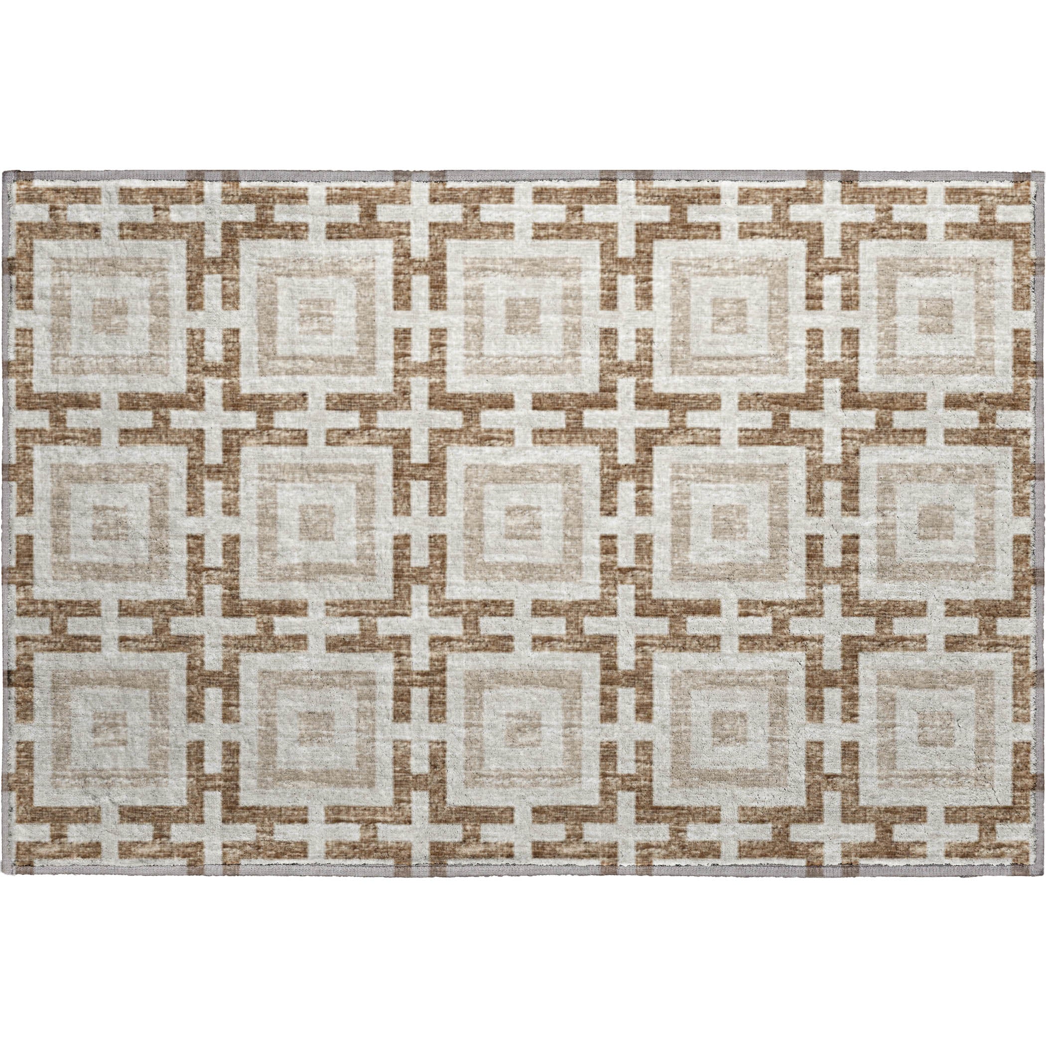 Zanzibar Machine Washable Transitional Taupe Brown Rug 1'8" x 2'6" #shape_Rectangle
