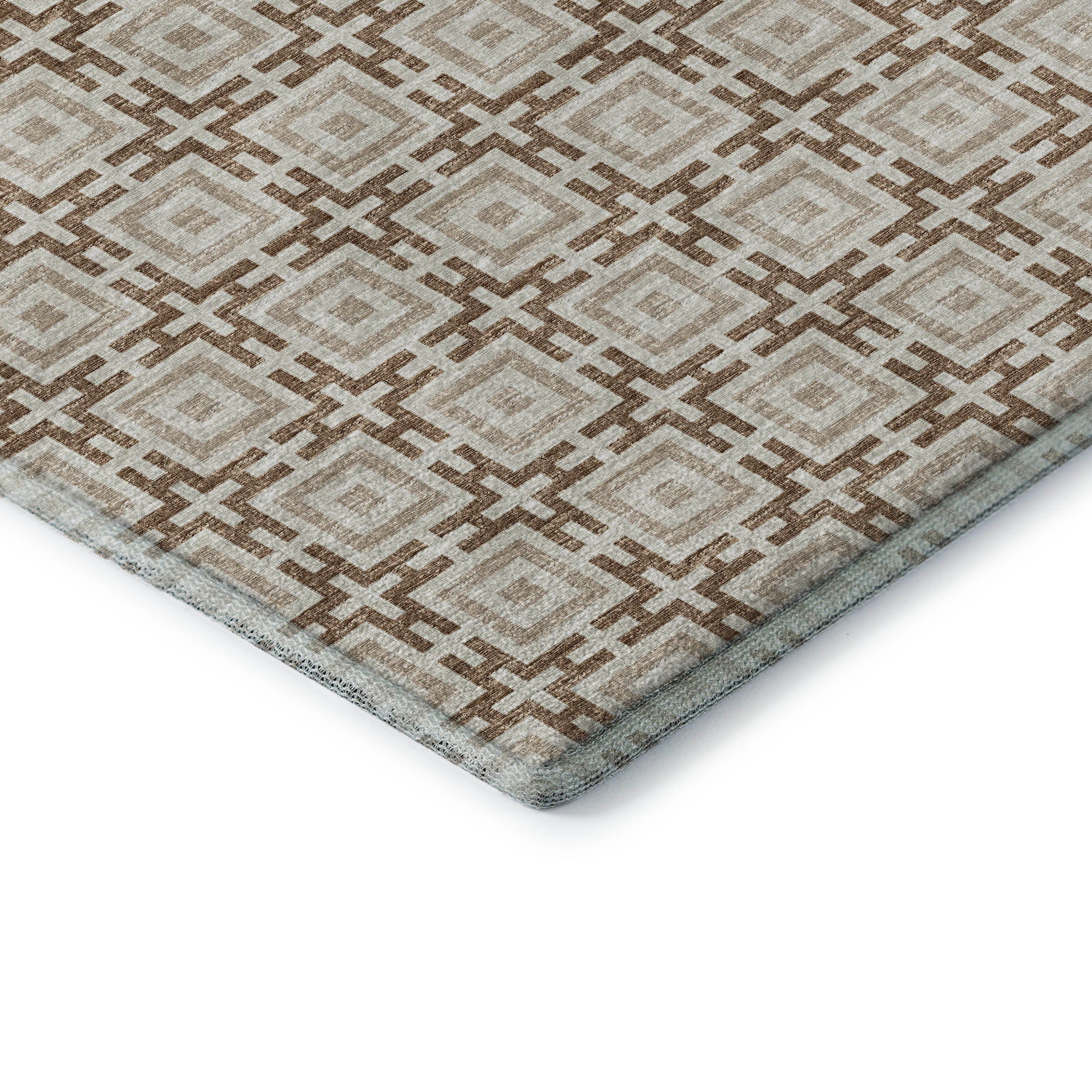 Zanzibar Machine Washable Transitional Taupe Brown Rug 1'8" x 2'6" #shape_Rectangle