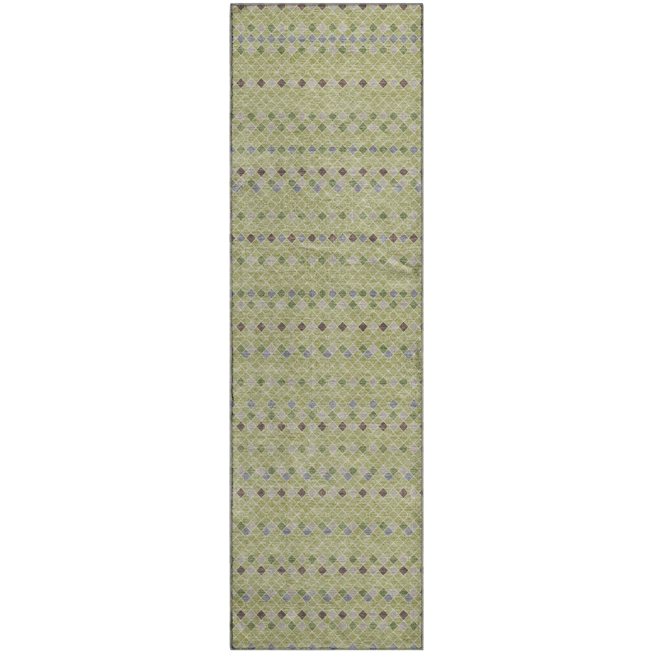 Kathmandu Machine Washable Transitional Aloe Green Rug 2'3" x 7'6" #shape_Runner