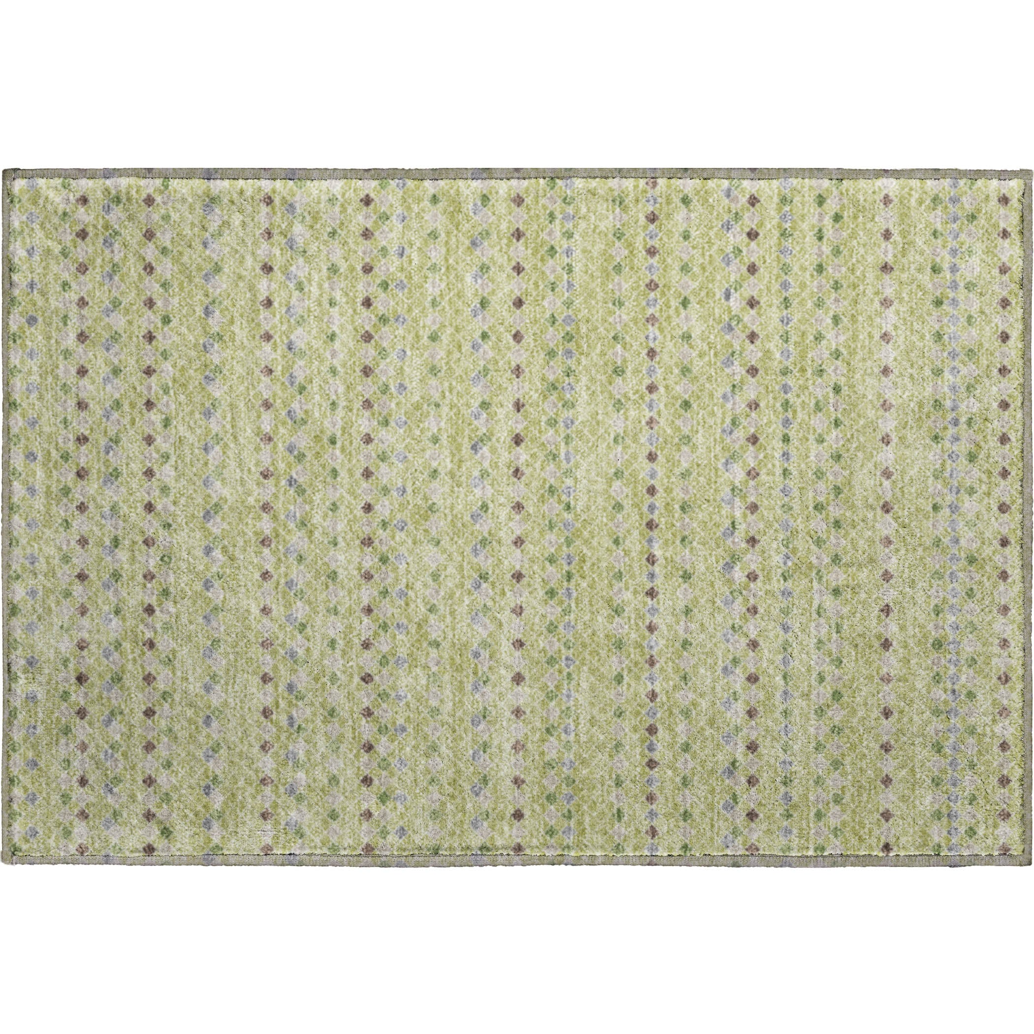 Kathmandu Machine Washable Transitional Aloe Green Rug 1'8" x 2'6" #shape_Rectangle