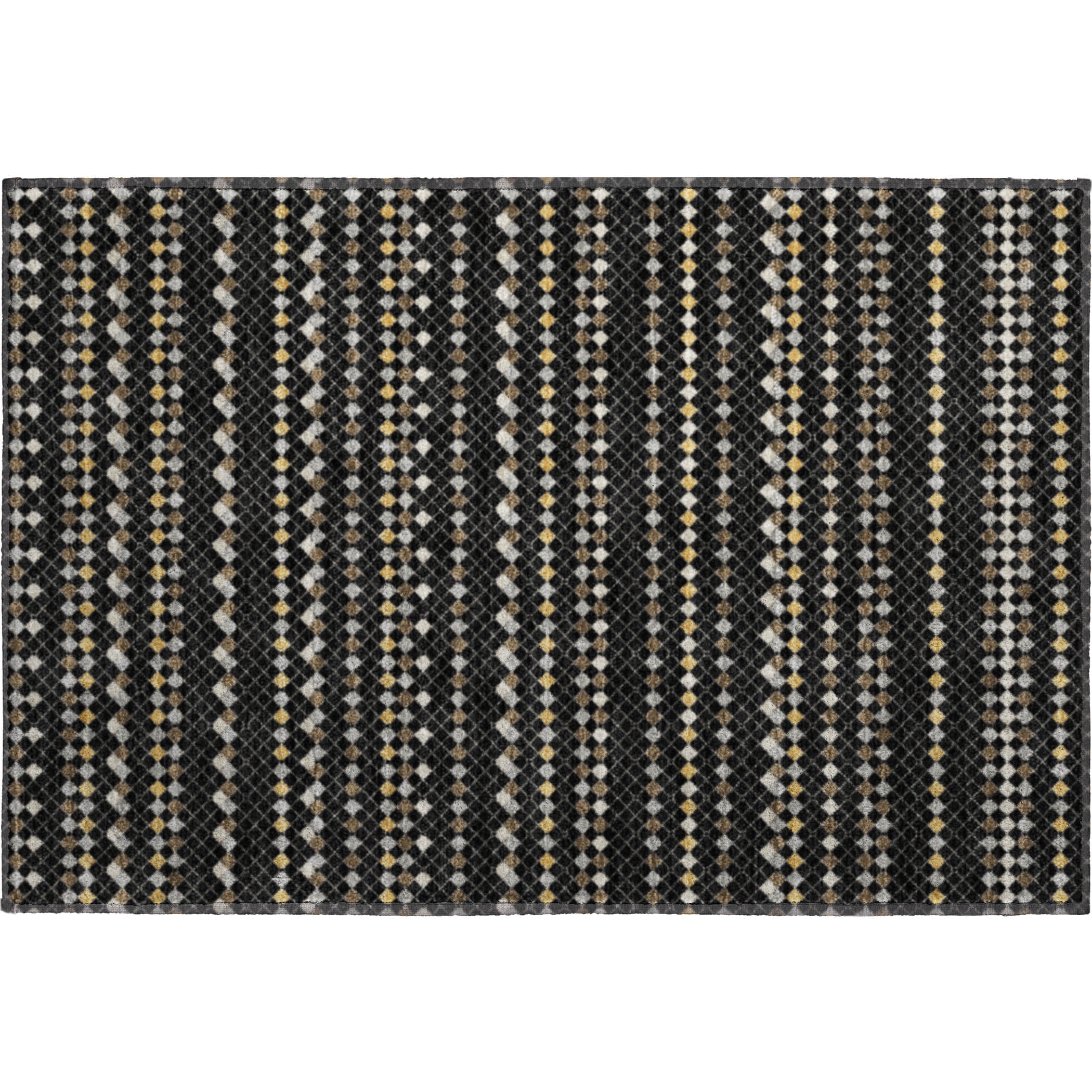 Kathmandu Machine Washable Transitional Black Rug 1'8" x 2'6" #shape_Rectangle
