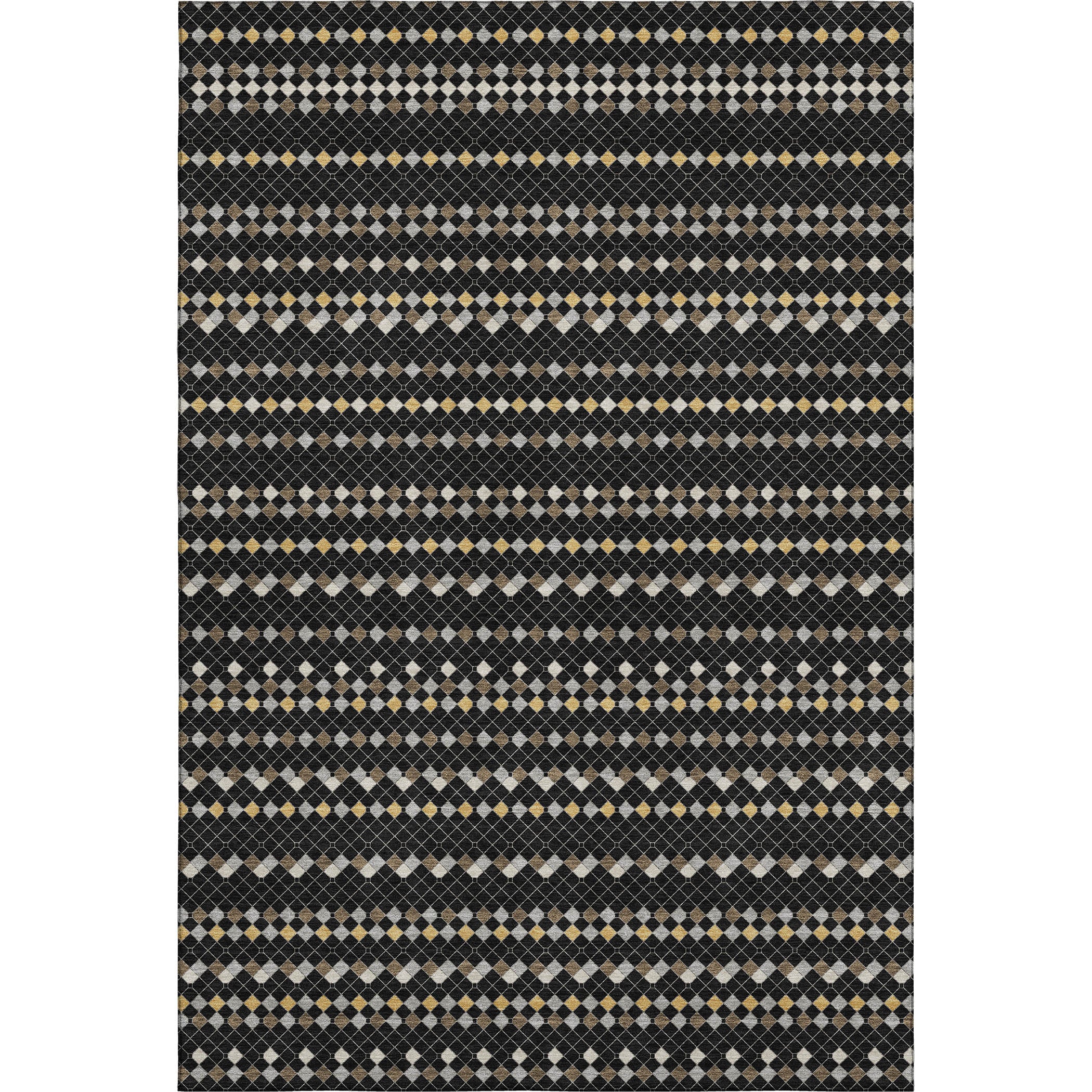 Kathmandu Machine Washable Transitional Black Rug 2'6" x 3'10" #shape_Rectangle