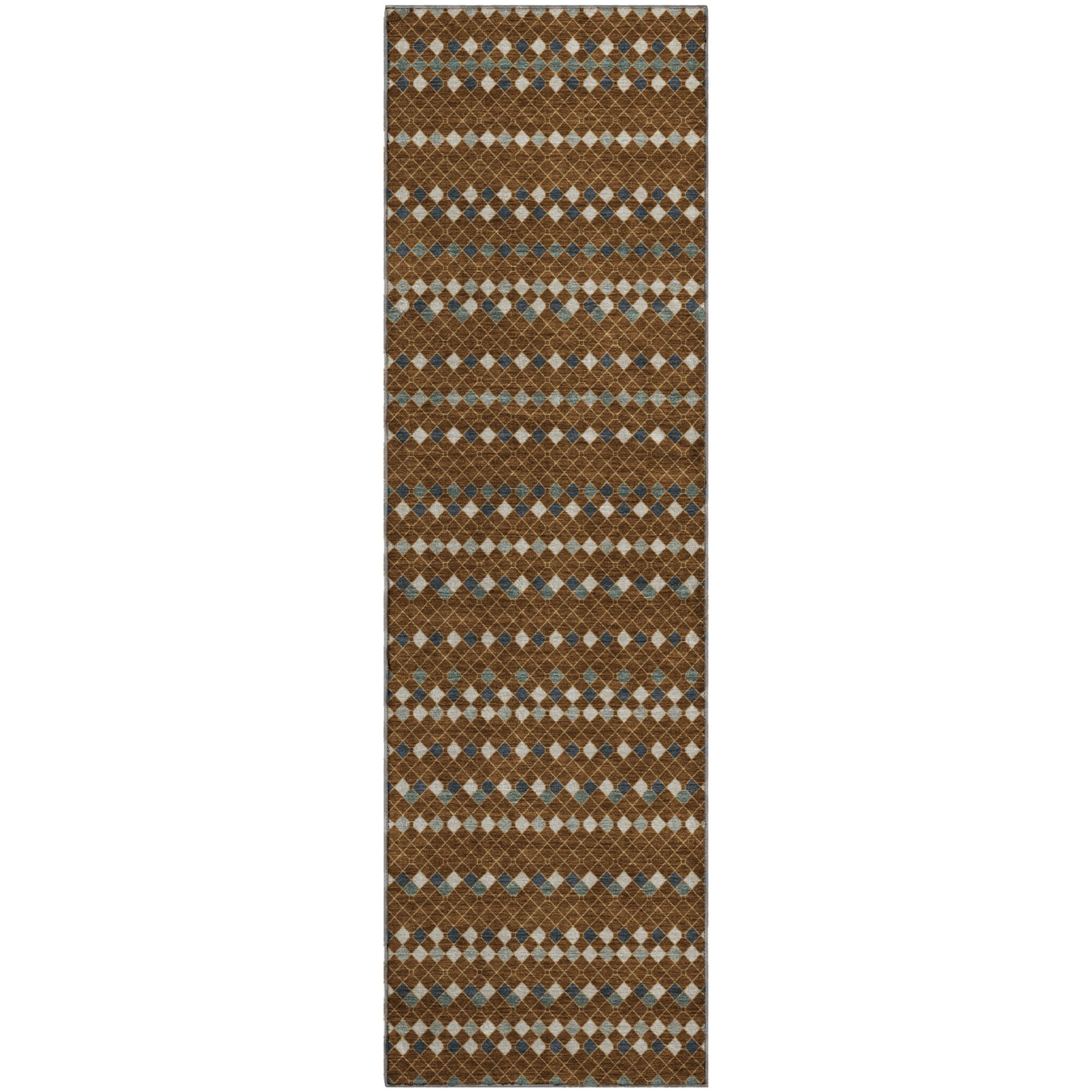 Kathmandu Machine Washable Transitional Brown Rug 2'3" x 7'6" #shape_Runner