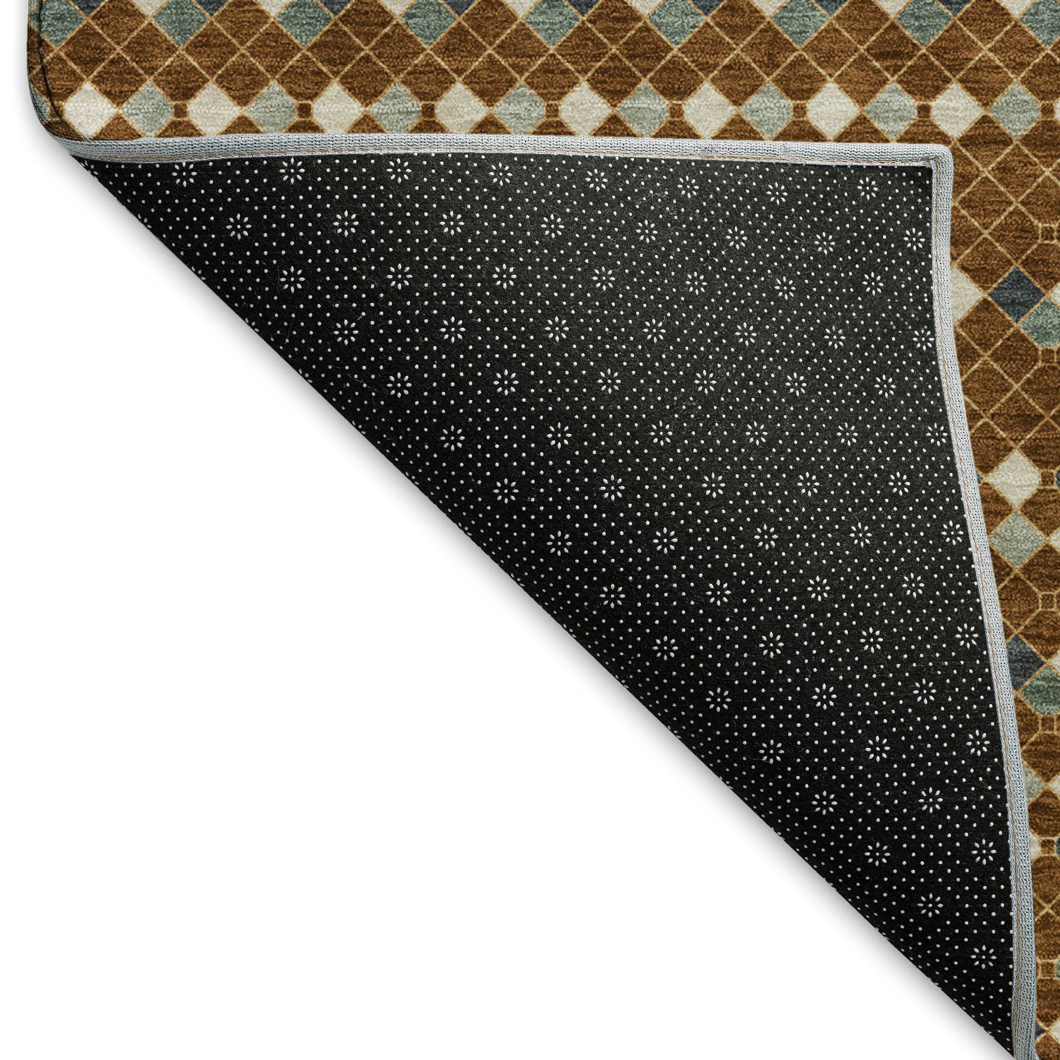 Kathmandu Machine Washable Transitional Brown Rug 1'8" x 2'6" #shape_Rectangle