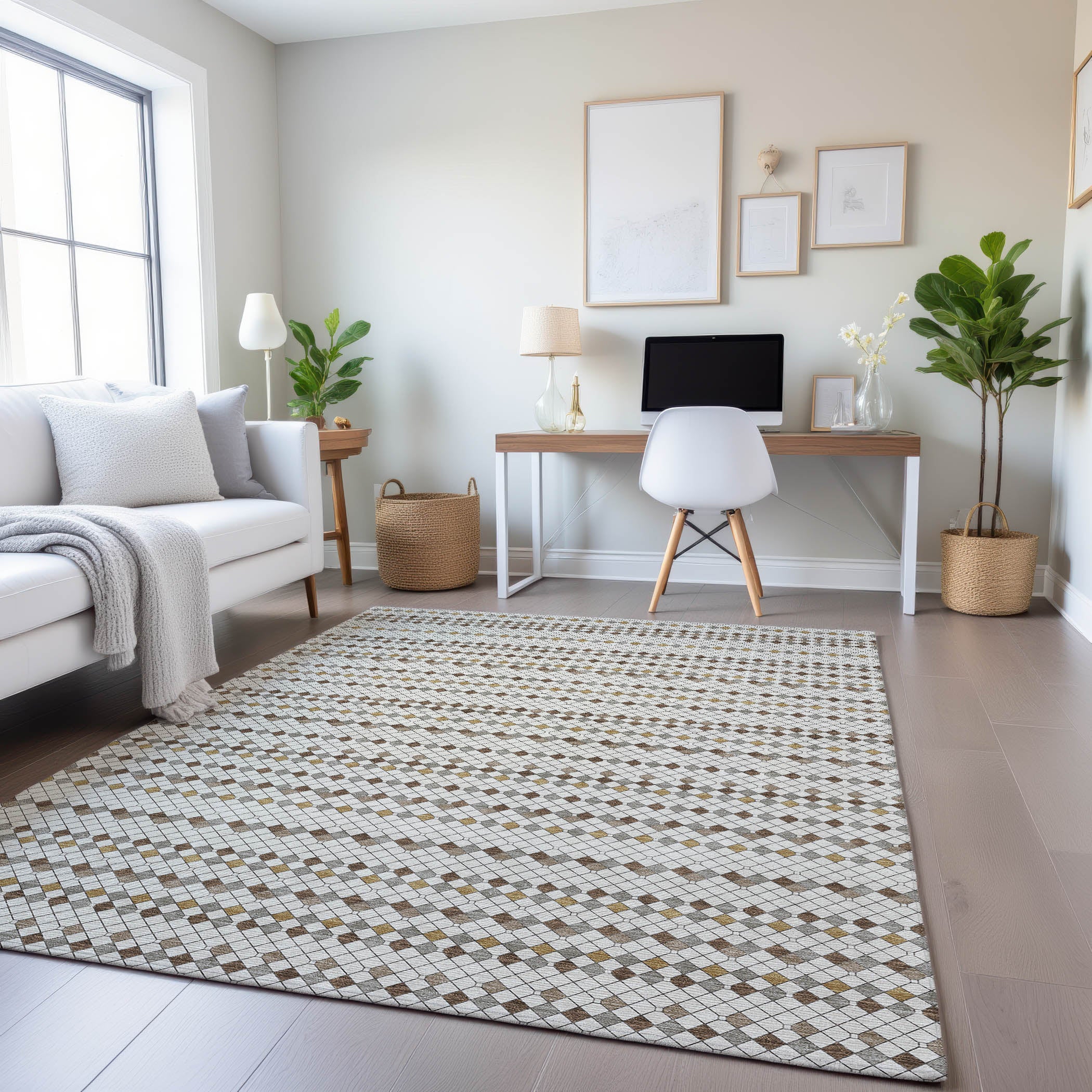 Kathmandu Machine Washable Transitional Ivory Rug 2'6" x 3'10" #shape_Rectangle