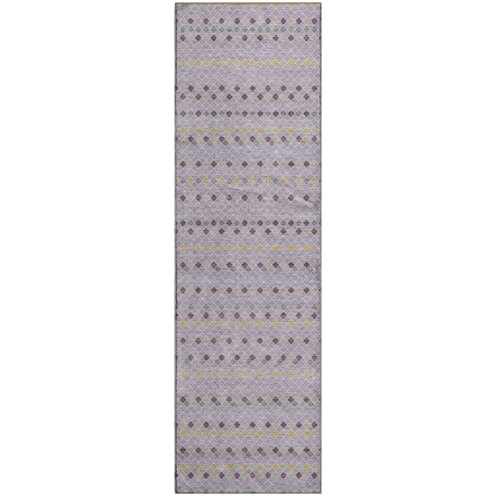 Kathmandu Machine Washable Transitional Lavender Purple Rug 2'3" x 7'6" #shape_Runner