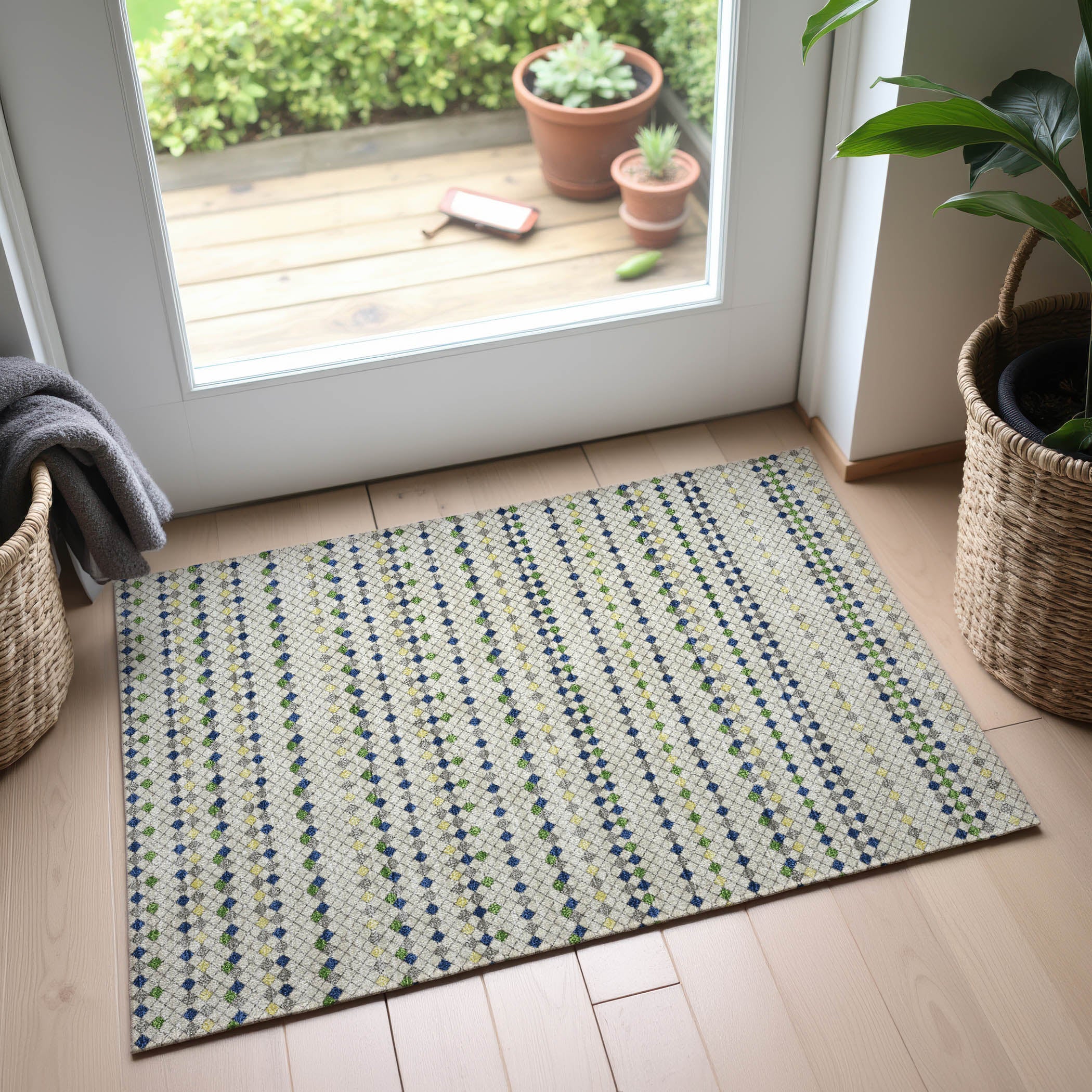 Kathmandu Machine Washable Transitional Linen Ivory Rug 1'8" x 2'6" #shape_Rectangle