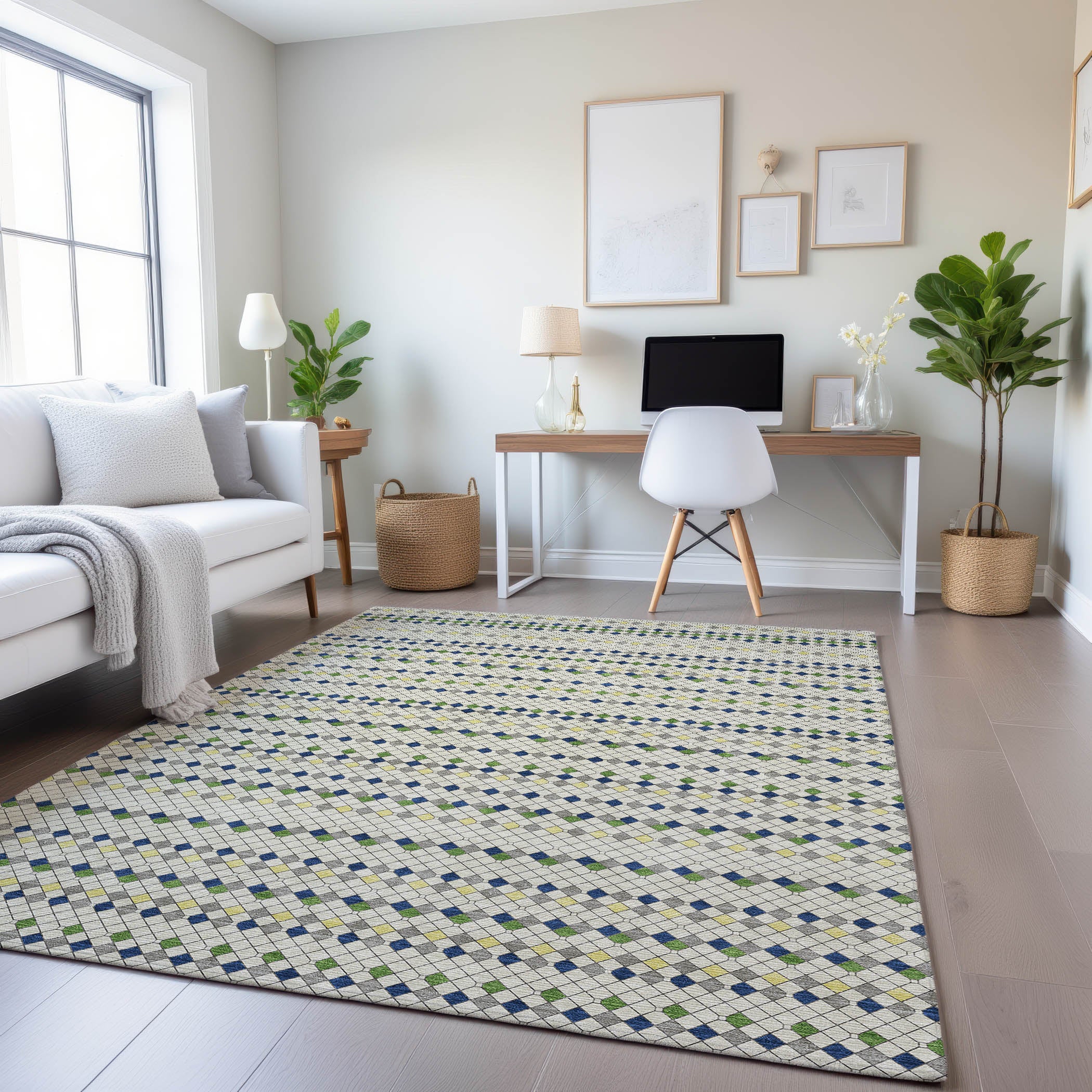 Kathmandu Machine Washable Transitional Linen Ivory Rug 2'6" x 3'10" #shape_Rectangle