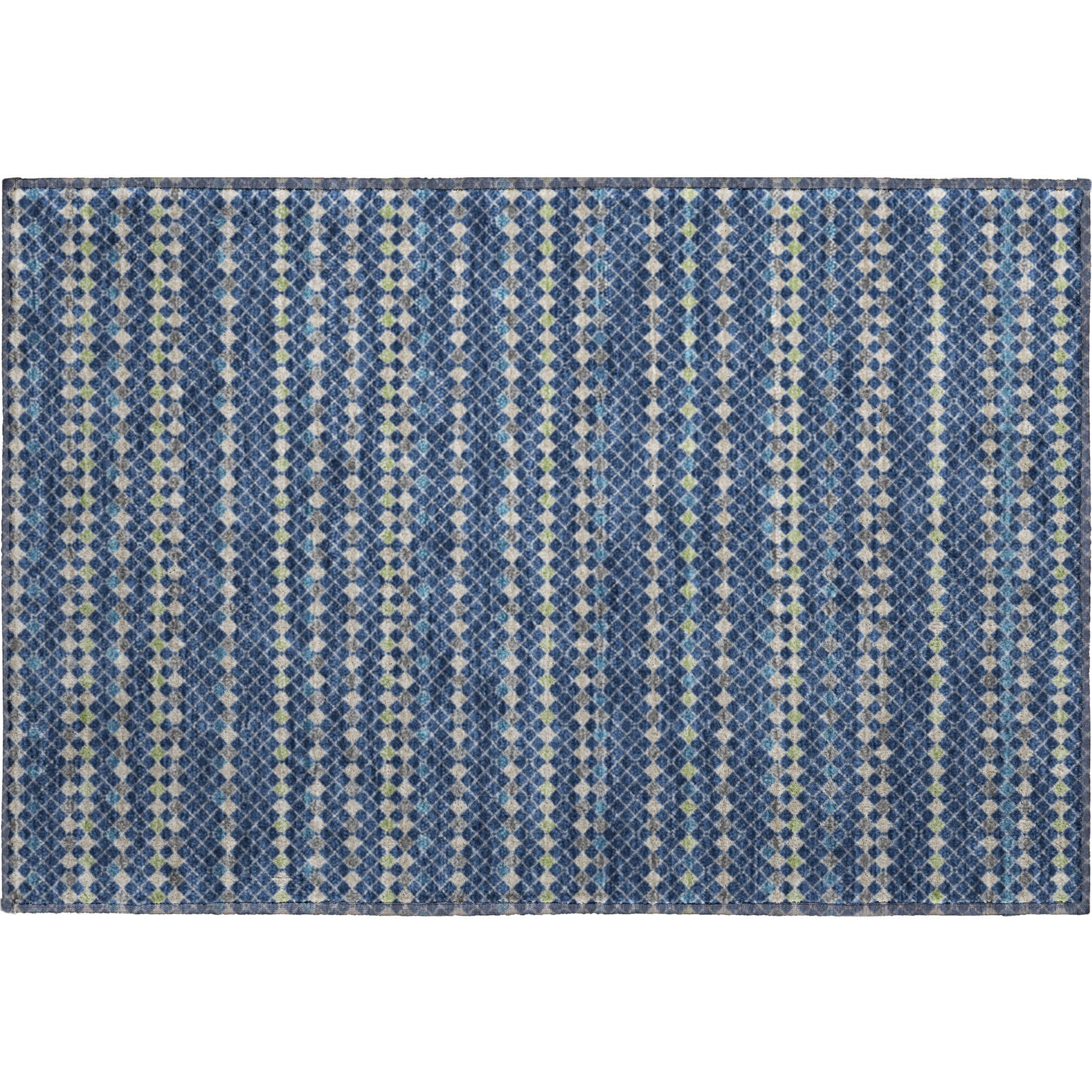 Kathmandu Machine Washable Transitional Navy Blue Rug 1'8" x 2'6" #shape_Rectangle