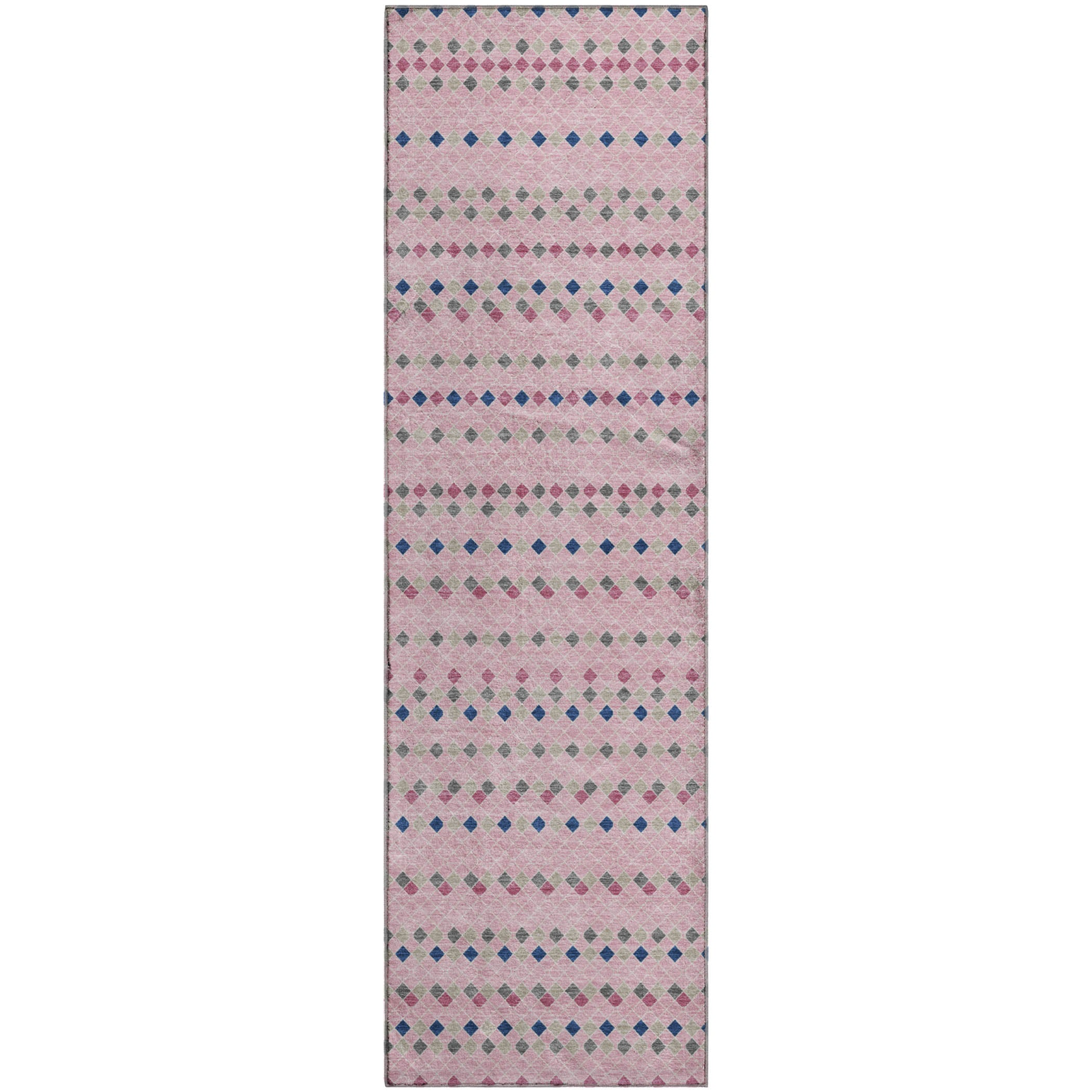 Kathmandu Machine Washable Transitional Pink Rug 2'3" x 7'6" #shape_Runner