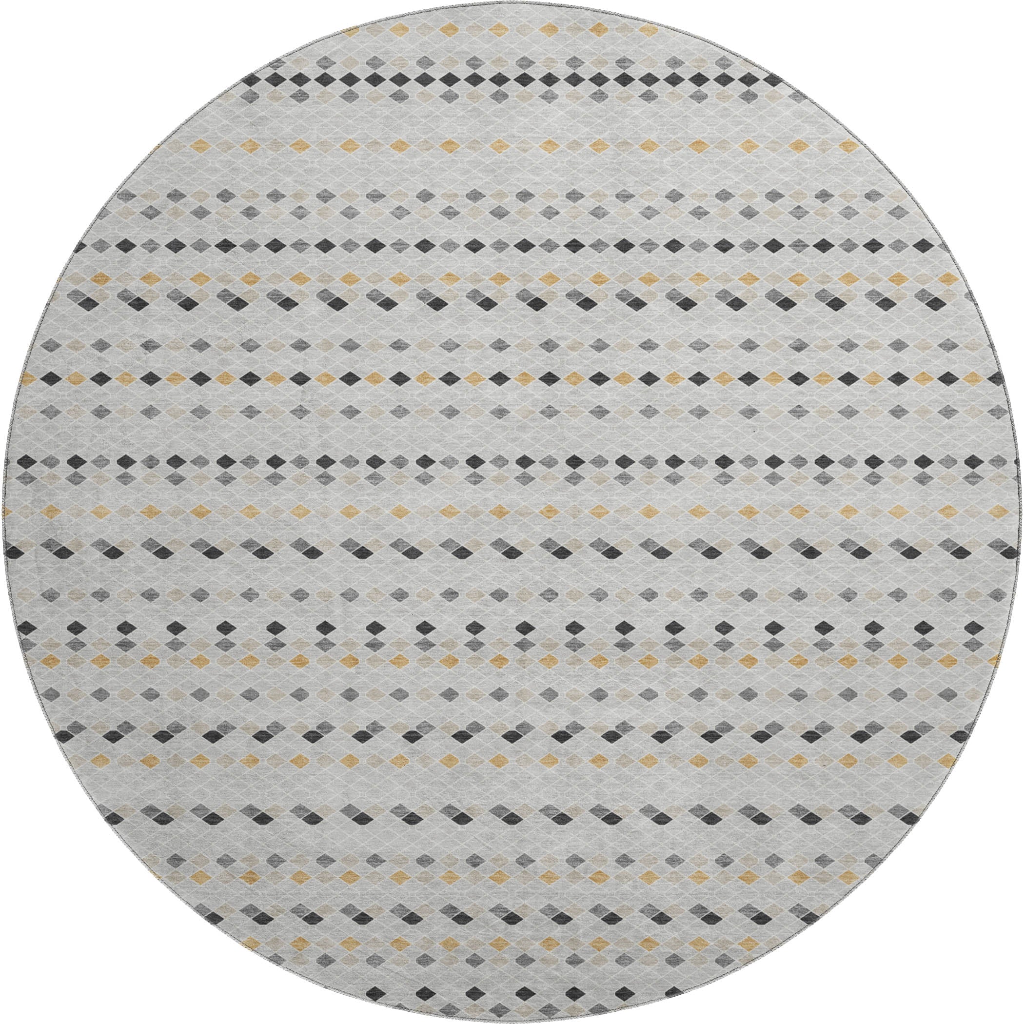 Kathmandu Machine Washable Transitional Silver Gray Rug 8' x 8' #shape_Round