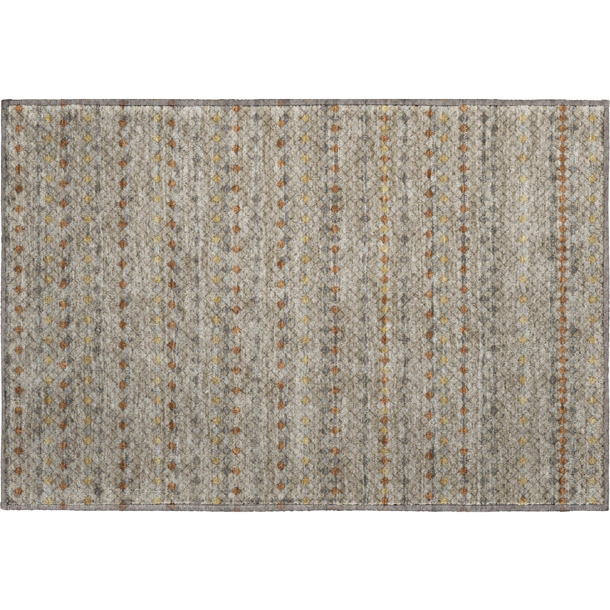 Kathmandu Machine Washable Transitional Taupe Brown Rug 1'8" x 2'6" #shape_Rectangle