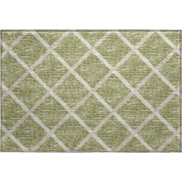 Oaxaca Machine Washable Transitional Aloe Green Rug 1'8" x 2'6"