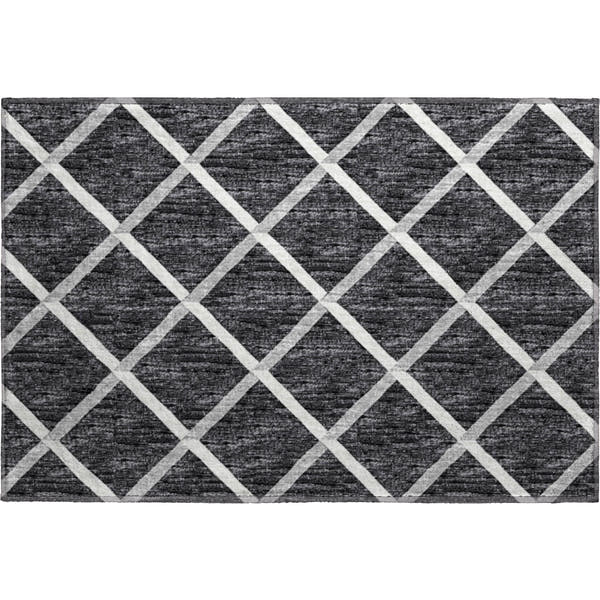 Oaxaca Machine Washable Transitional Black Rug 1'8" x 2'6"