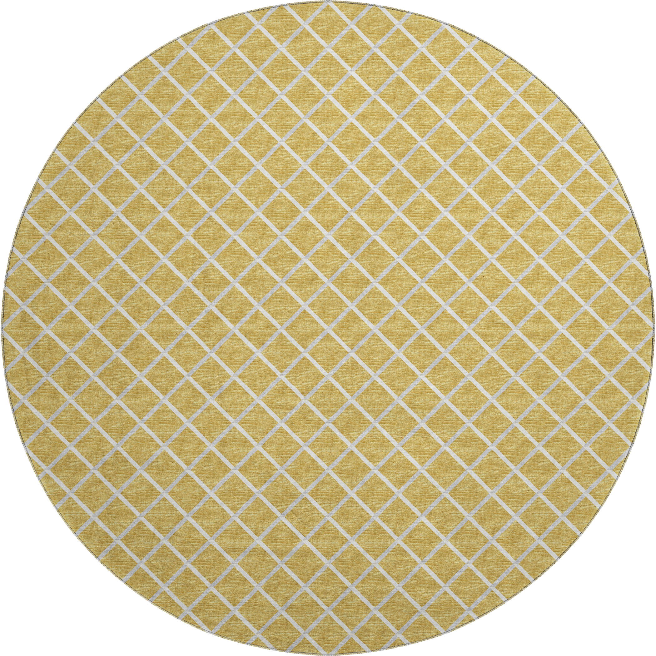 Oaxaca Machine Washable Transitional Gold Rug 8' x 8' #shape_Round