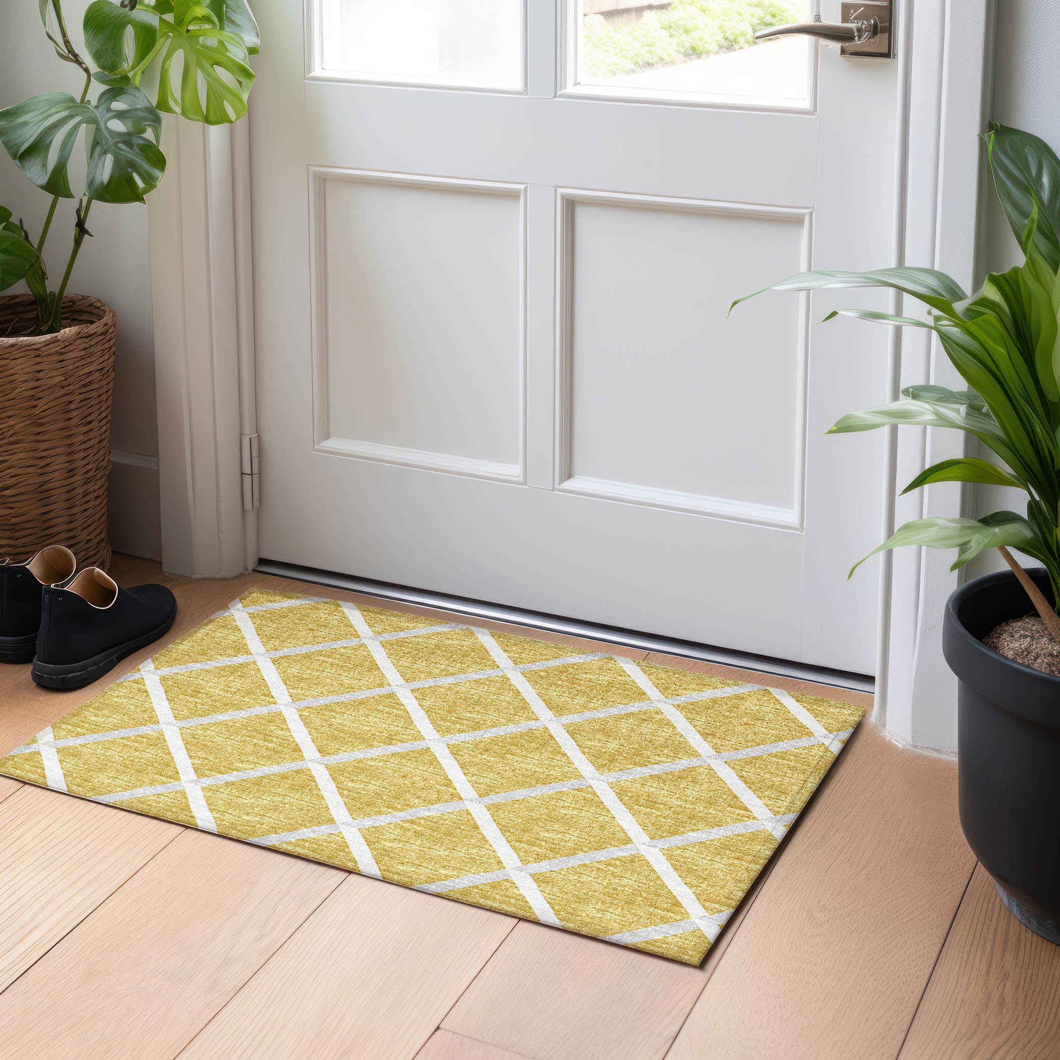 Oaxaca Machine Washable Transitional Gold Rug 1'8" x 2'6" #shape_Rectangle