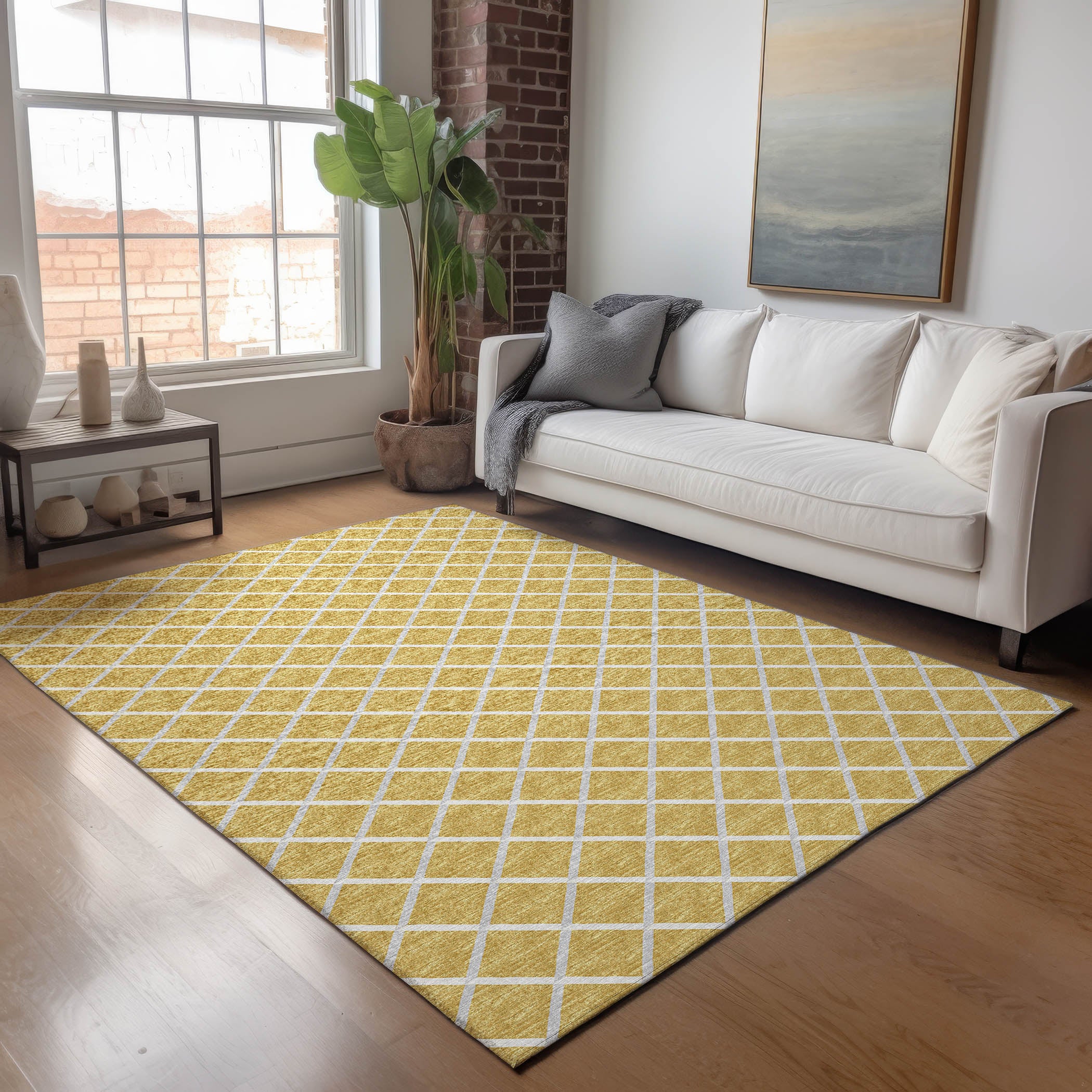 Oaxaca Machine Washable Transitional Gold Rug 2'6" x 3'10" #shape_Rectangle