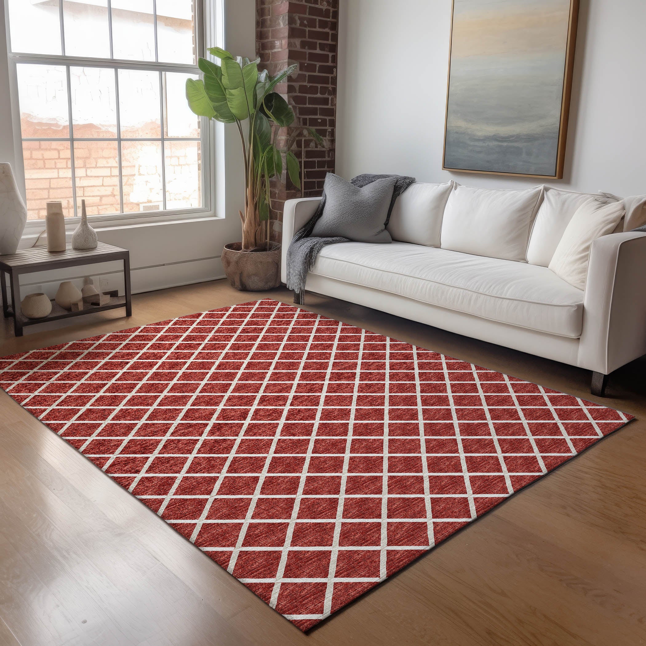 Oaxaca Machine Washable Transitional Red Rug 2'6" x 3'10" #shape_Rectangle