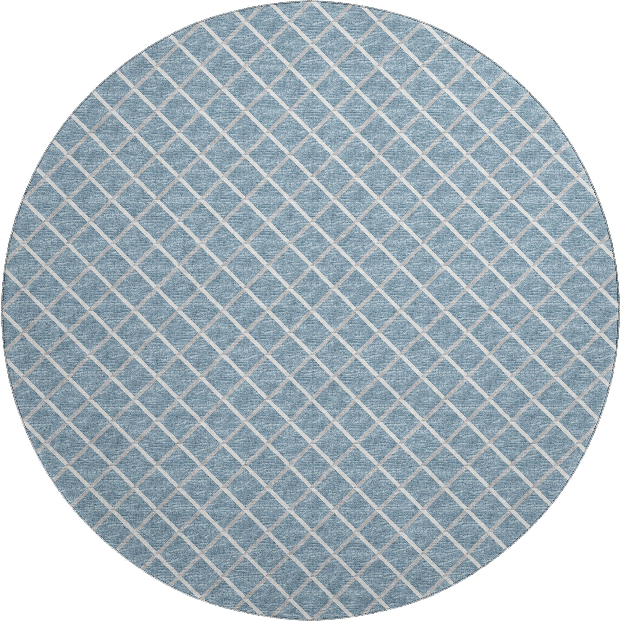 Oaxaca Machine Washable Transitional Sky Blue Rug 8' x 8' #shape_Round