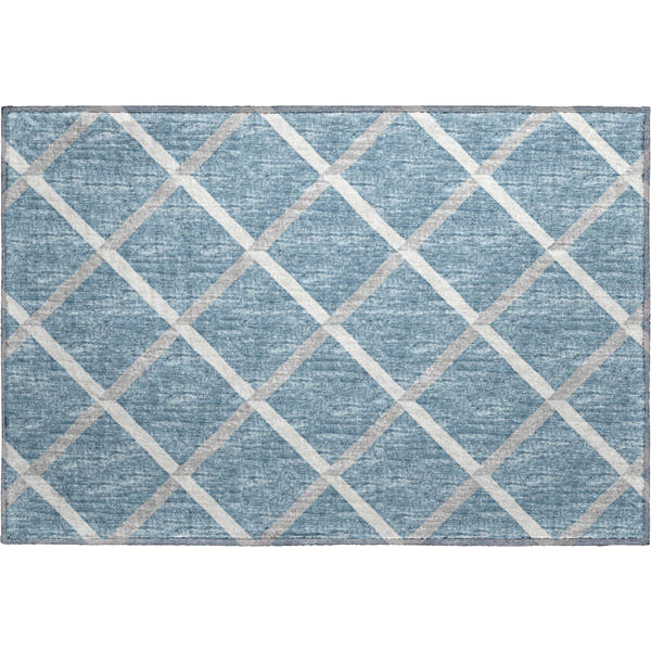 Oaxaca Machine Washable Transitional Sky Blue Rug 1'8" x 2'6"