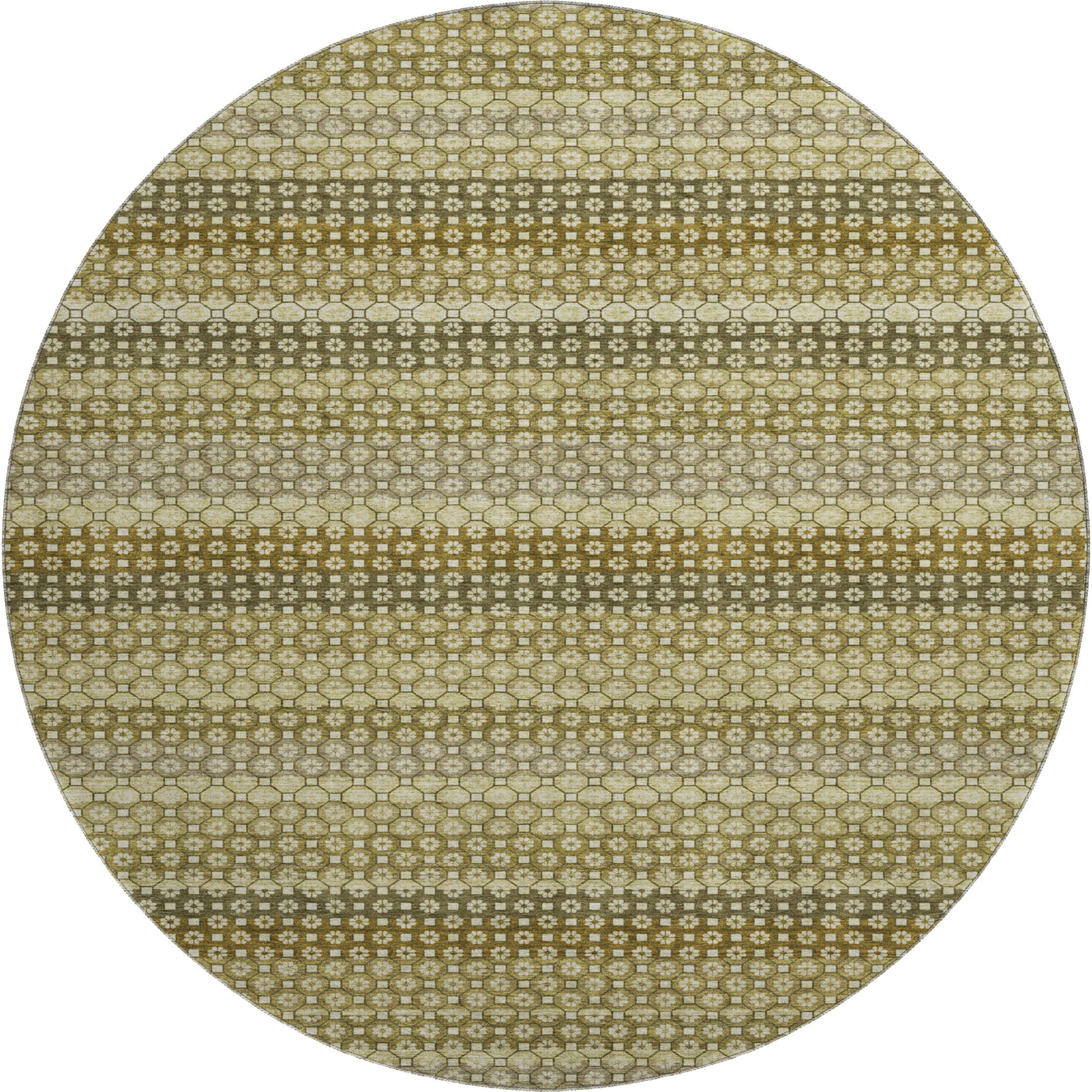 Tallinn Machine Washable Transitional Aloe Green Rug 8' x 8' #shape_Round